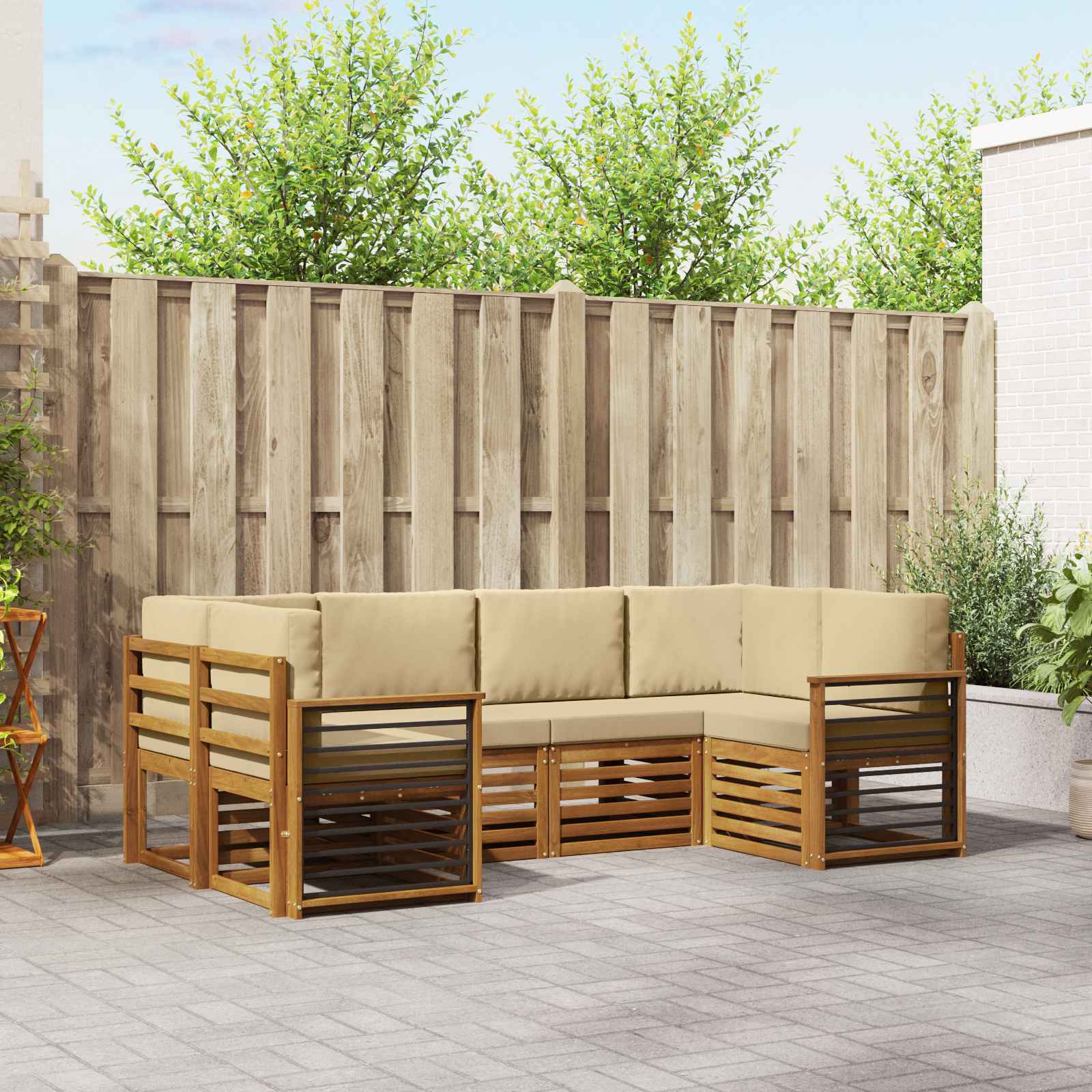 vidaXL Sofa-Sets 6 pcs Naturel Massief Acaciahout
