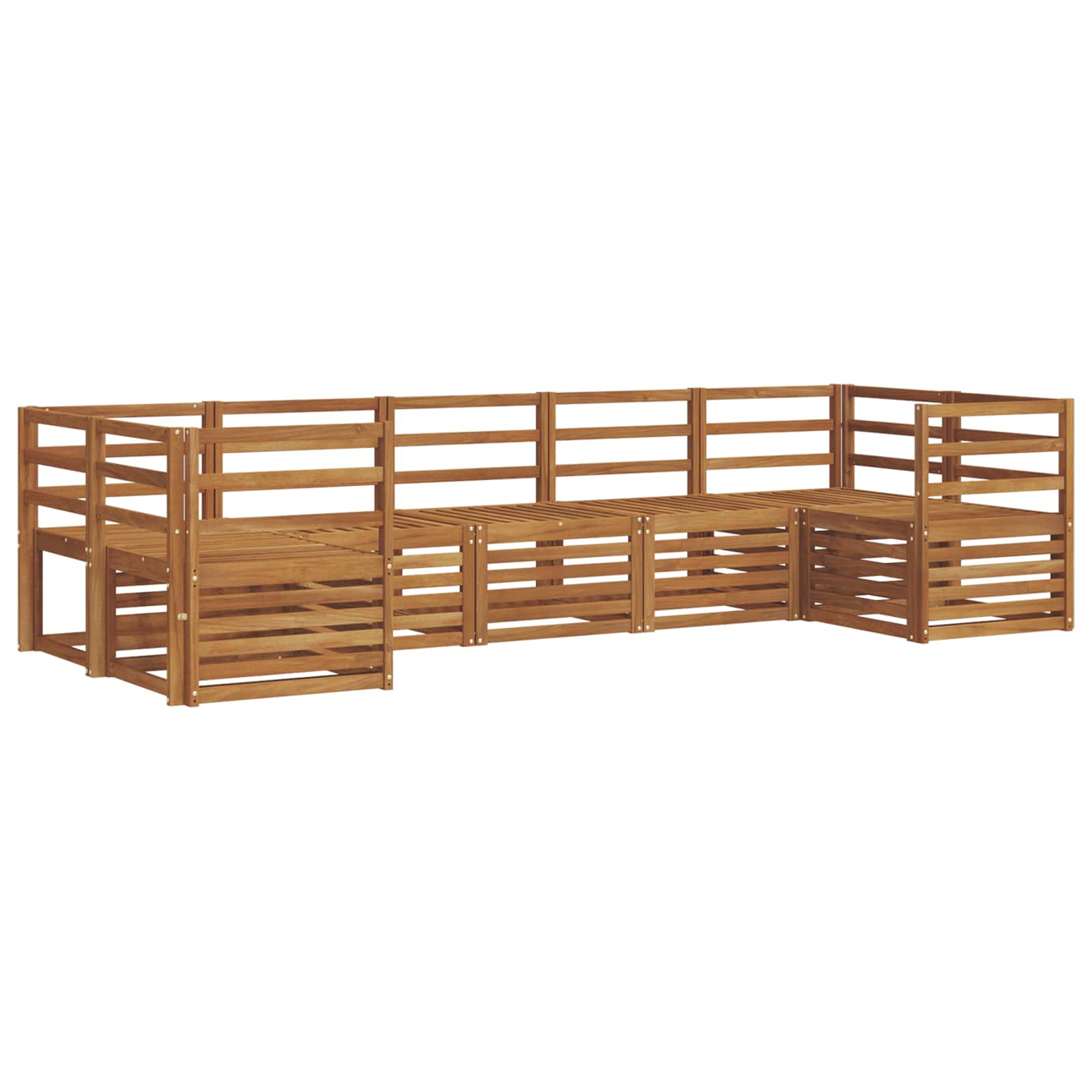 vidaXL Sofa-Sets 7 pcs Natuurlijk en Crème Massief Acaciahout