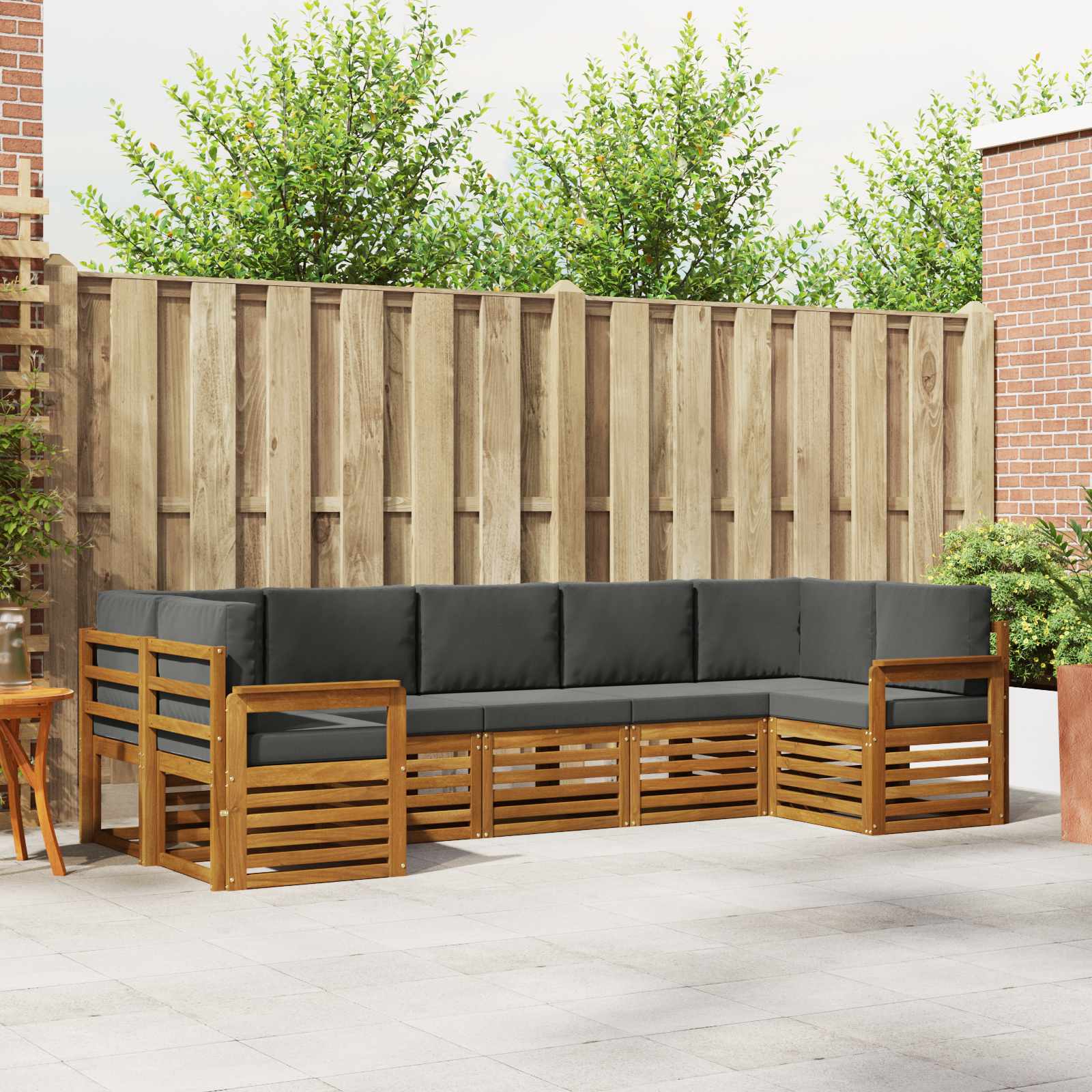vidaXL Sofa-Sets 7 pcs Natuurlijk en Crème Massief Acaciahout
