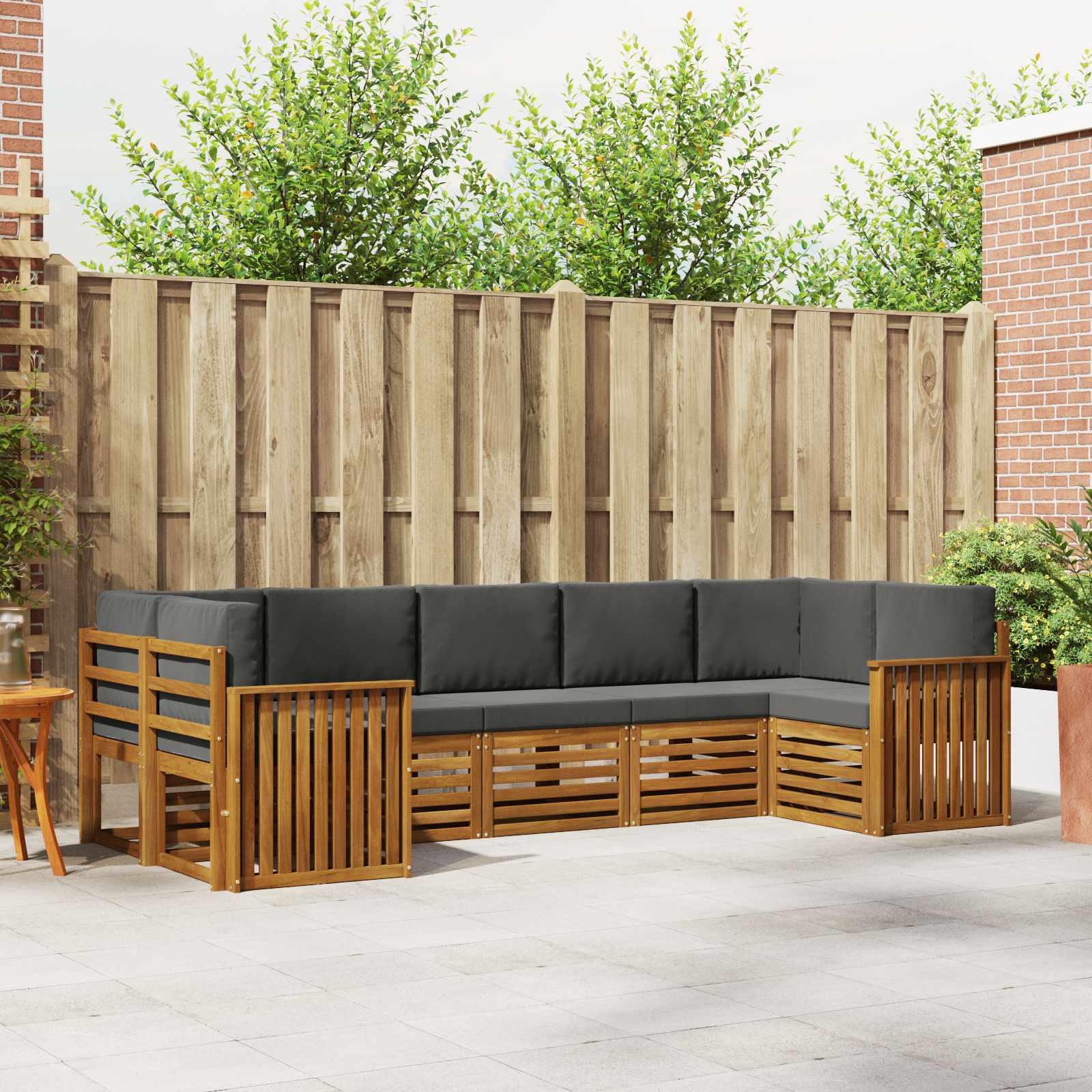 vidaXL Sofa-Sets 7 pcs Natuurlijk en Crème Massief Acaciahout