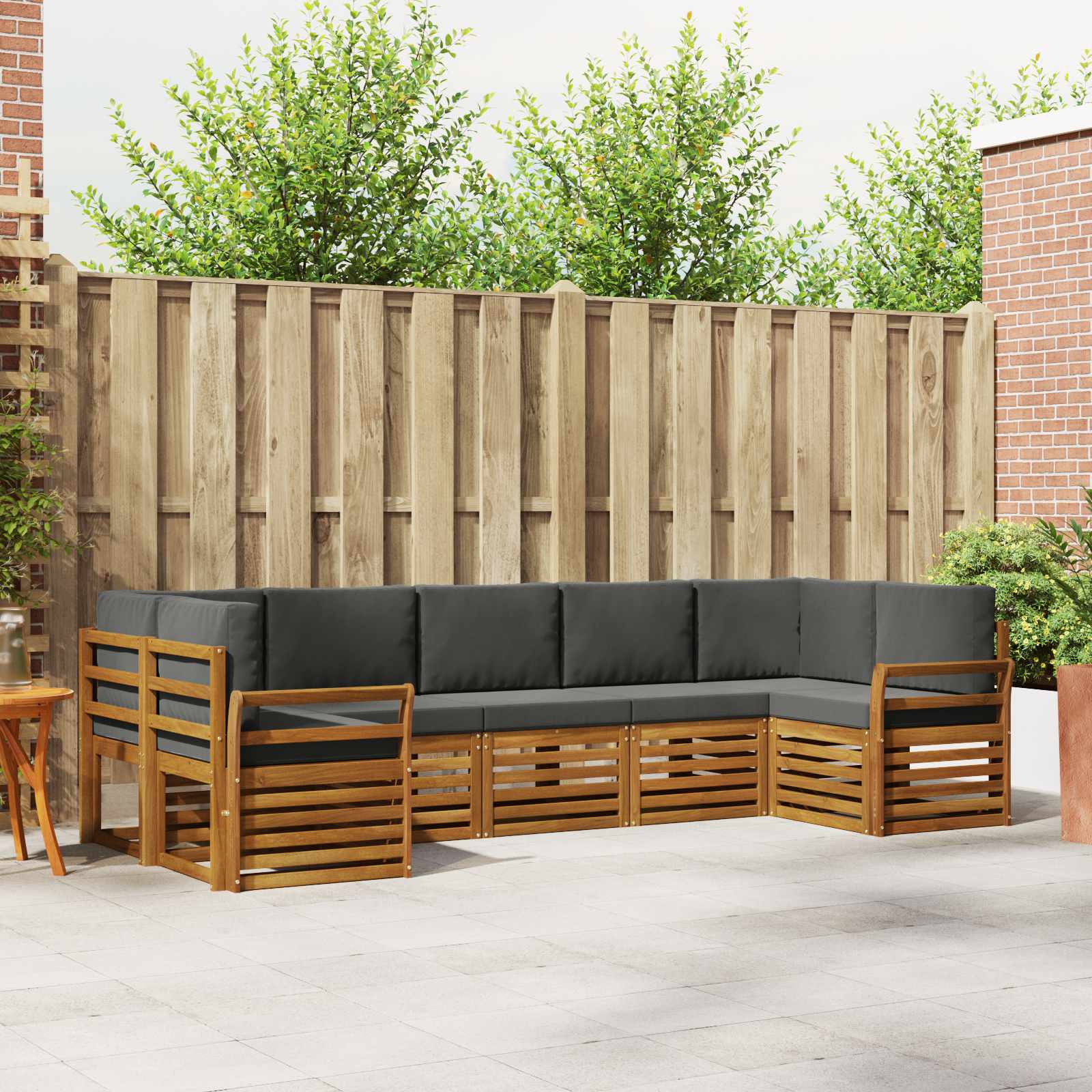vidaXL Sofa-Sets 7 pcs Natuurlijk en Crème Massief Acaciahout