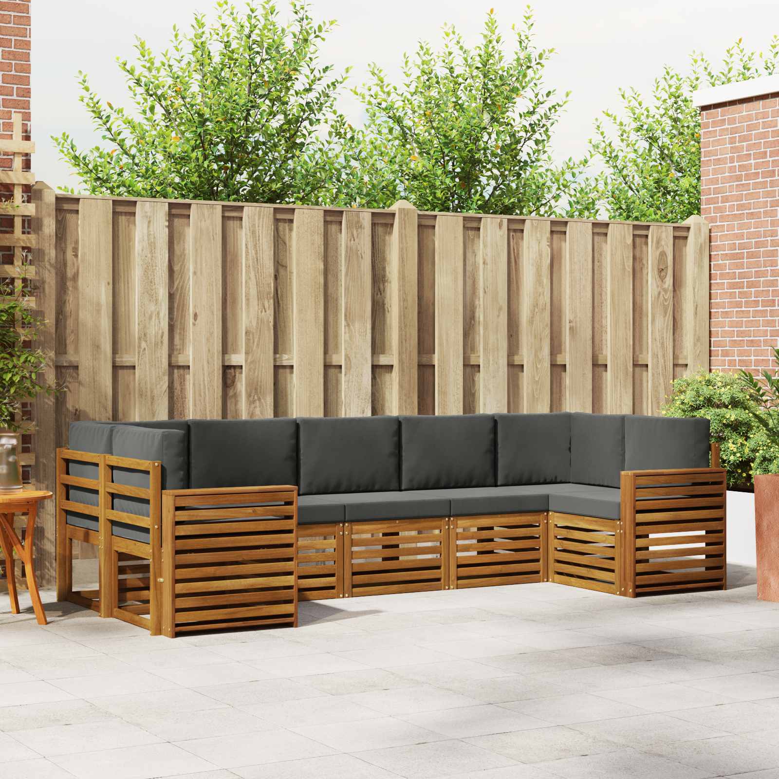 vidaXL Sofa-Sets 7 pcs Natuurlijk en Crème Massief Acaciahout