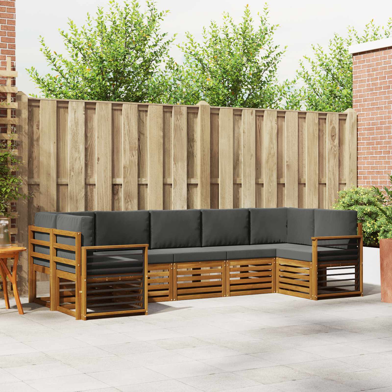 vidaXL Sofa-Sets 7 pcs Natuurlijk en Crème Massief Acaciahout