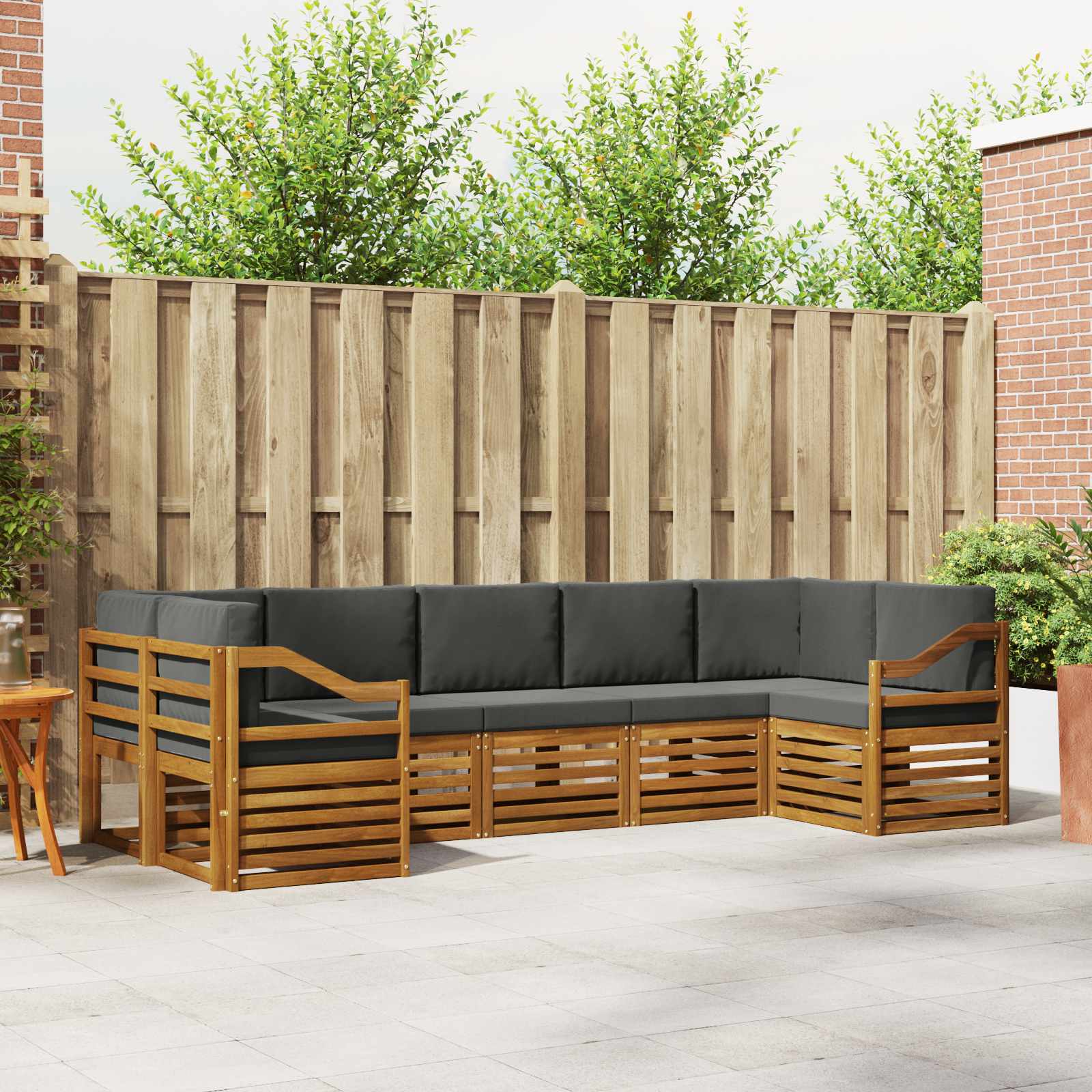 vidaXL Sofa-Sets 7 pcs Natuurlijk en Crème Massief Acaciahout