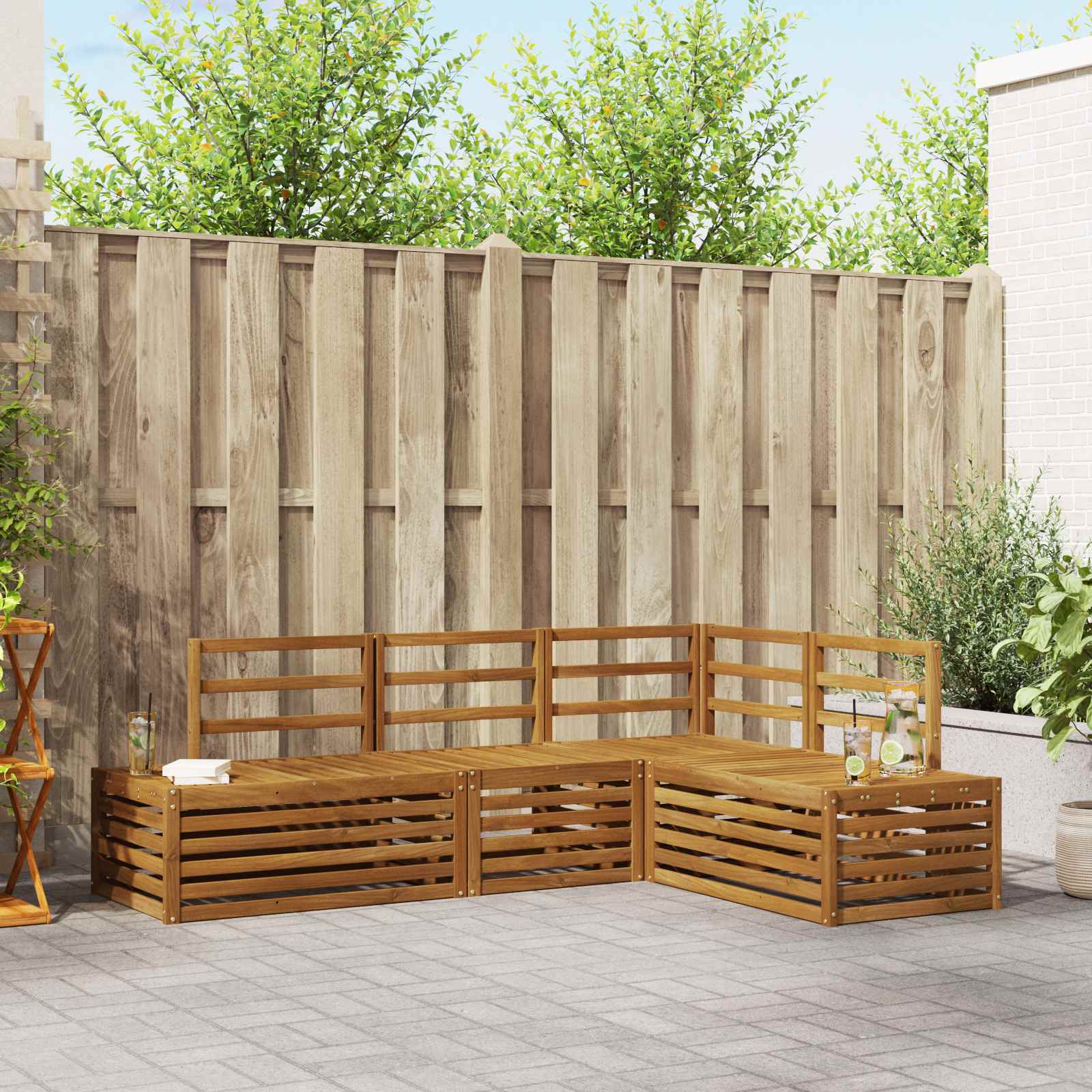 vidaXL Sofa-Sets met kussen 4 Stuk Natuurlijk en Crème