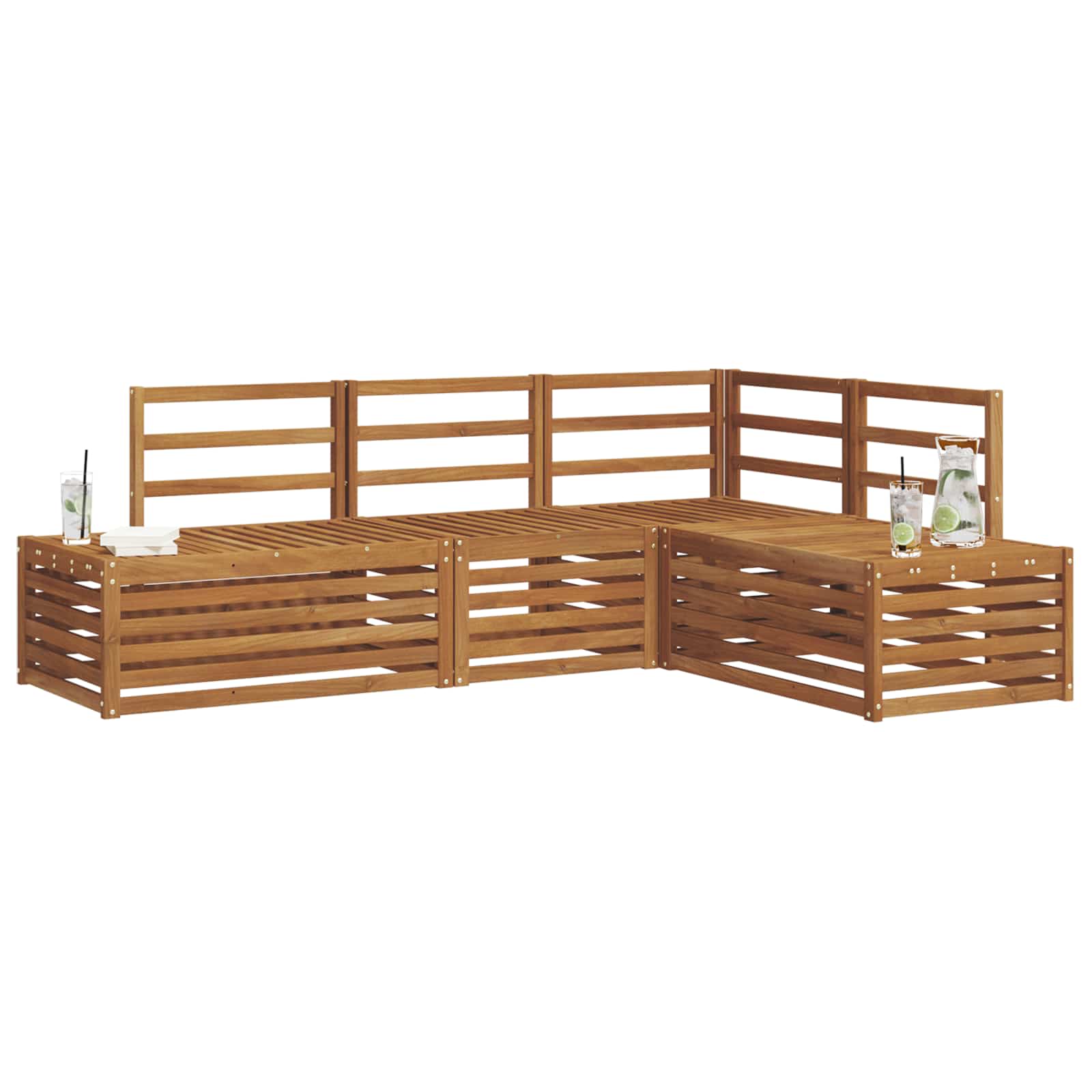 vidaXL Sofa-Sets met kussen 4 Stuk Natuurlijk en Crème