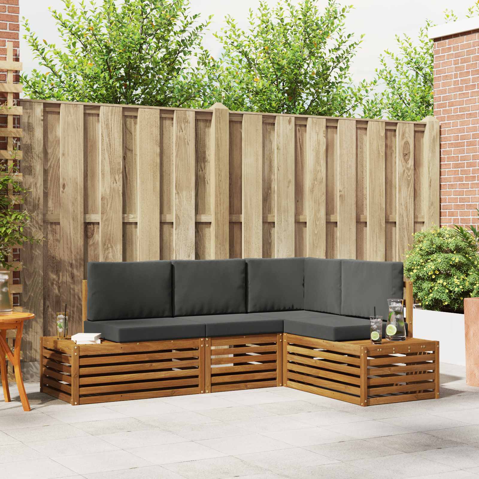 vidaXL Sofa-Sets met kussen 4 Stuk Natuurlijk en Crème