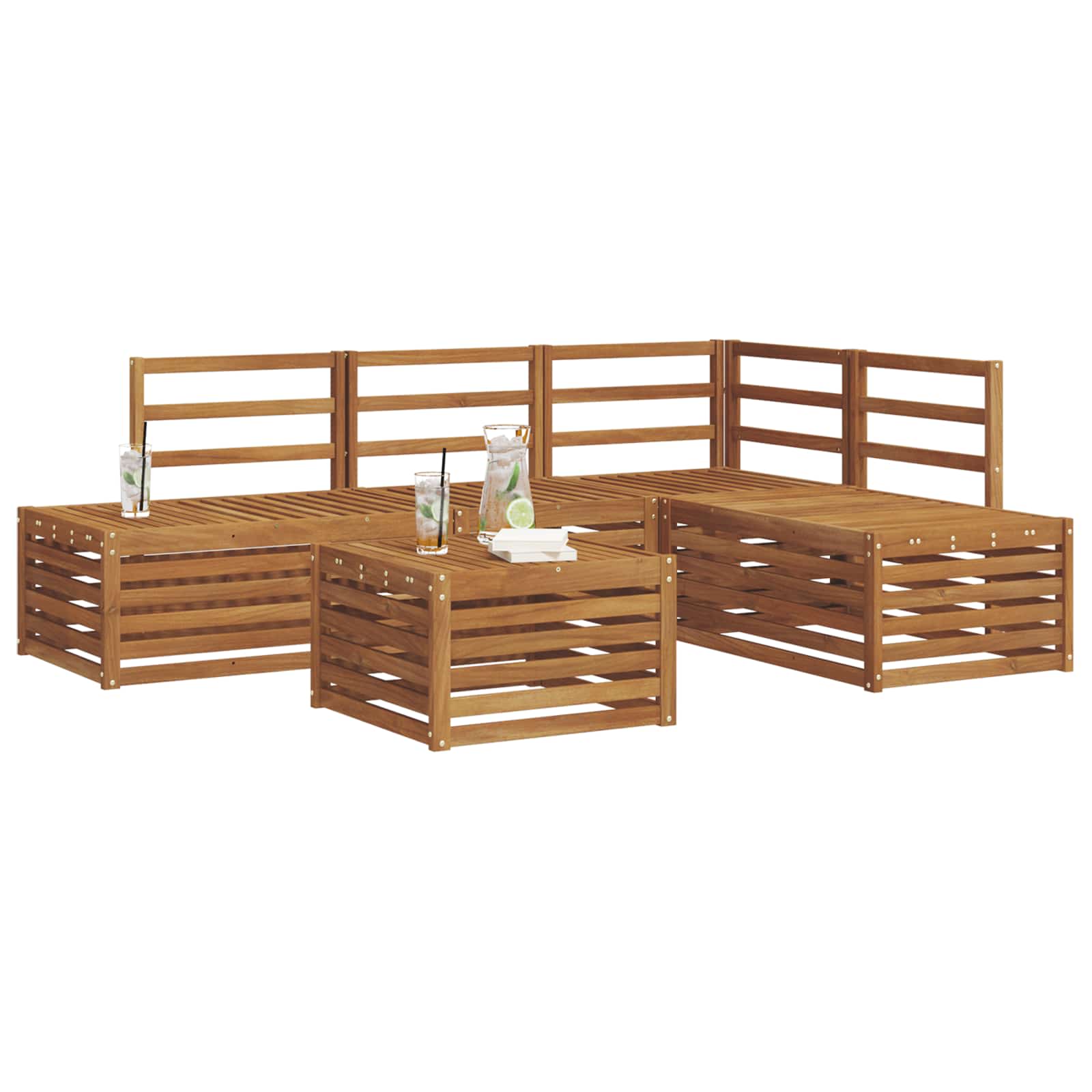 vidaXL Sofa-Sets met kussen 5 Stuk Natuurlijk en Crème