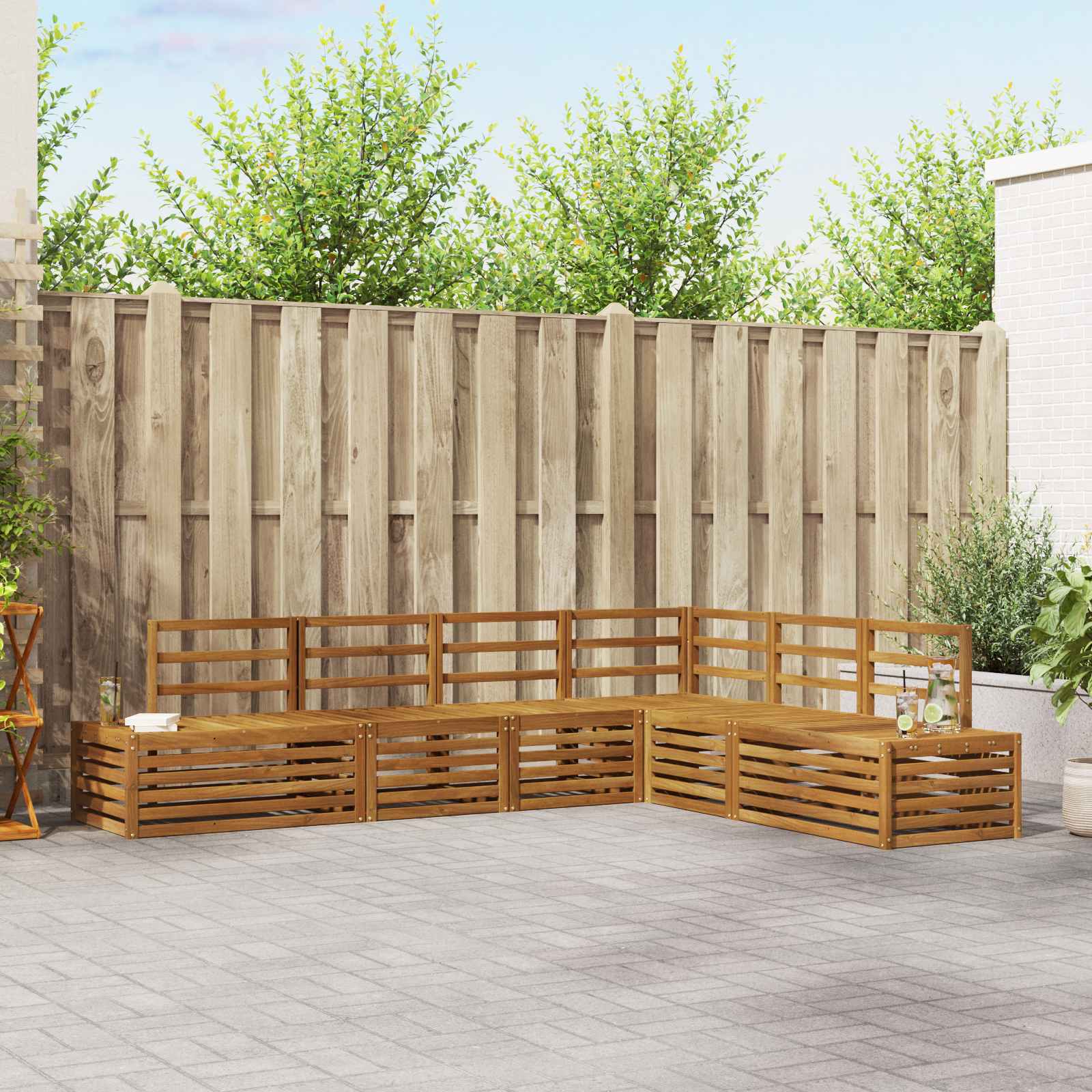 vidaXL Sofa-Sets met kussen 6 Stuk Natuurlijk en Crème