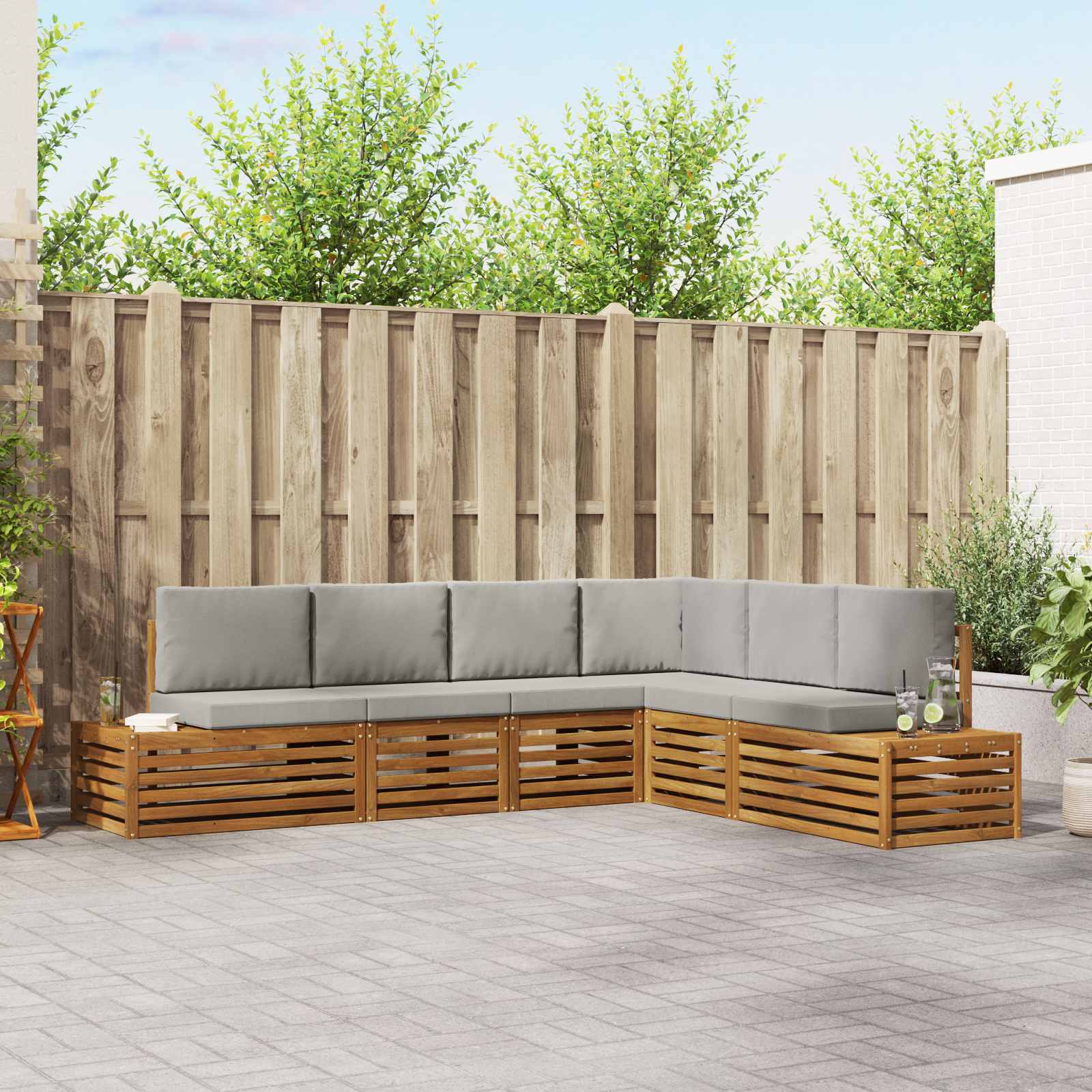 vidaXL Sofa-Sets met kussen 6 Stuk Natuurlijk en Crème