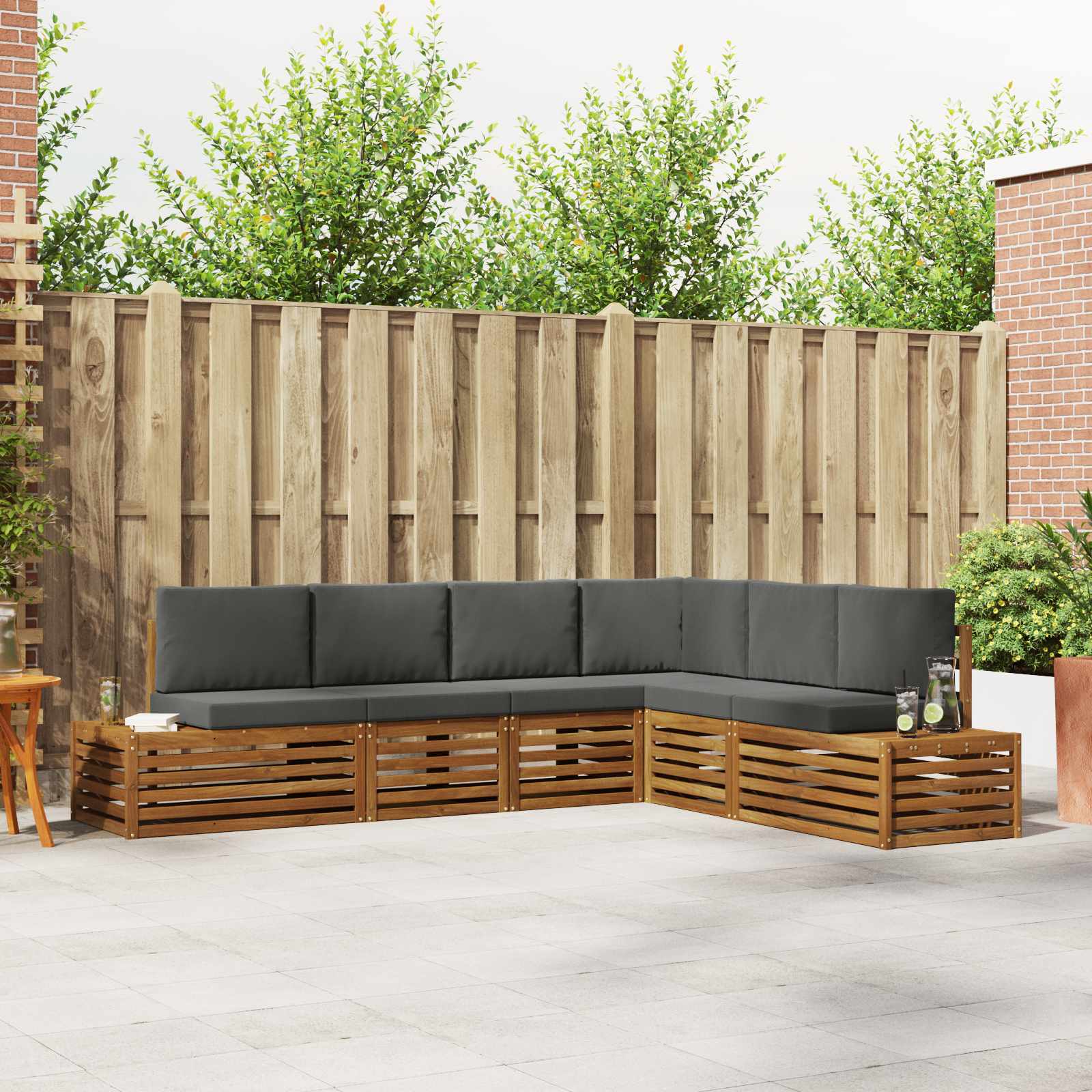 vidaXL Sofa-Sets met kussen 6 Stuk Natuurlijk en Crème