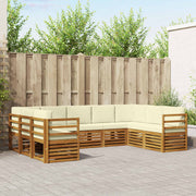 vidaXL Sofa-Sets 9 pcs Natuurlijk en Crème Massief Acaciahout