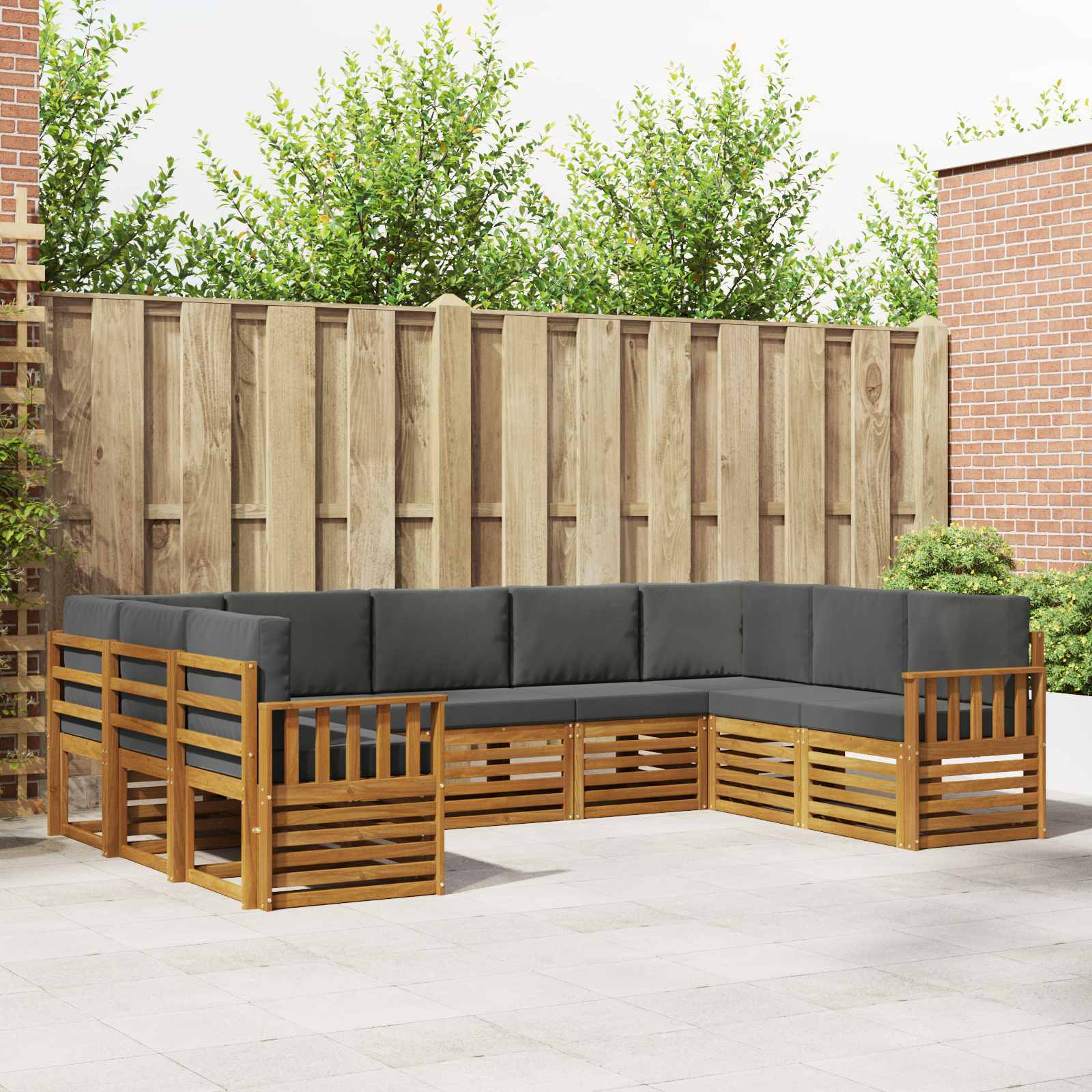 vidaXL Sofa-Sets 9 pcs Natuurlijk en Crème Massief Acaciahout