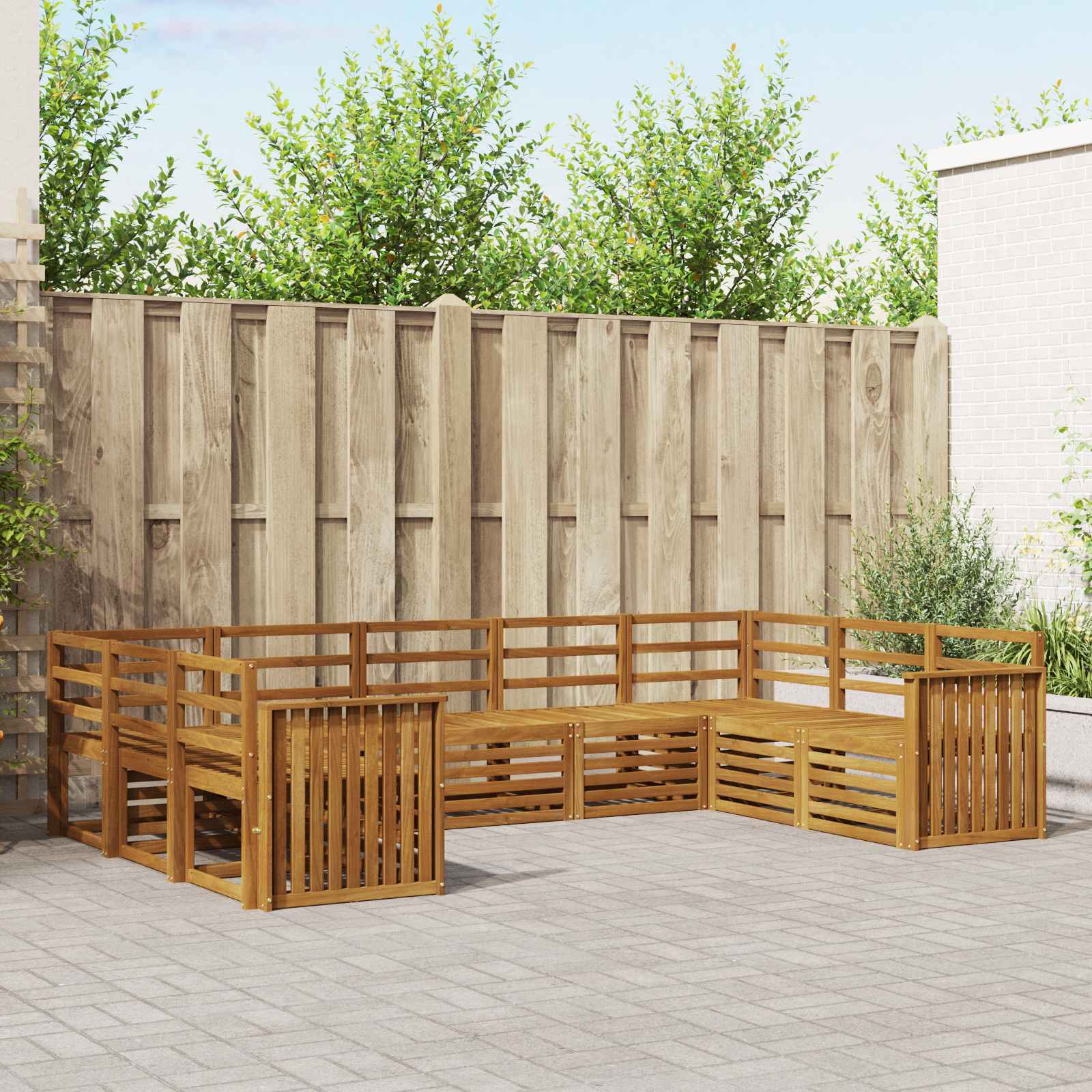 vidaXL Sofa-Sets 9 pcs Natuurlijk en Crème Massief Acaciahout