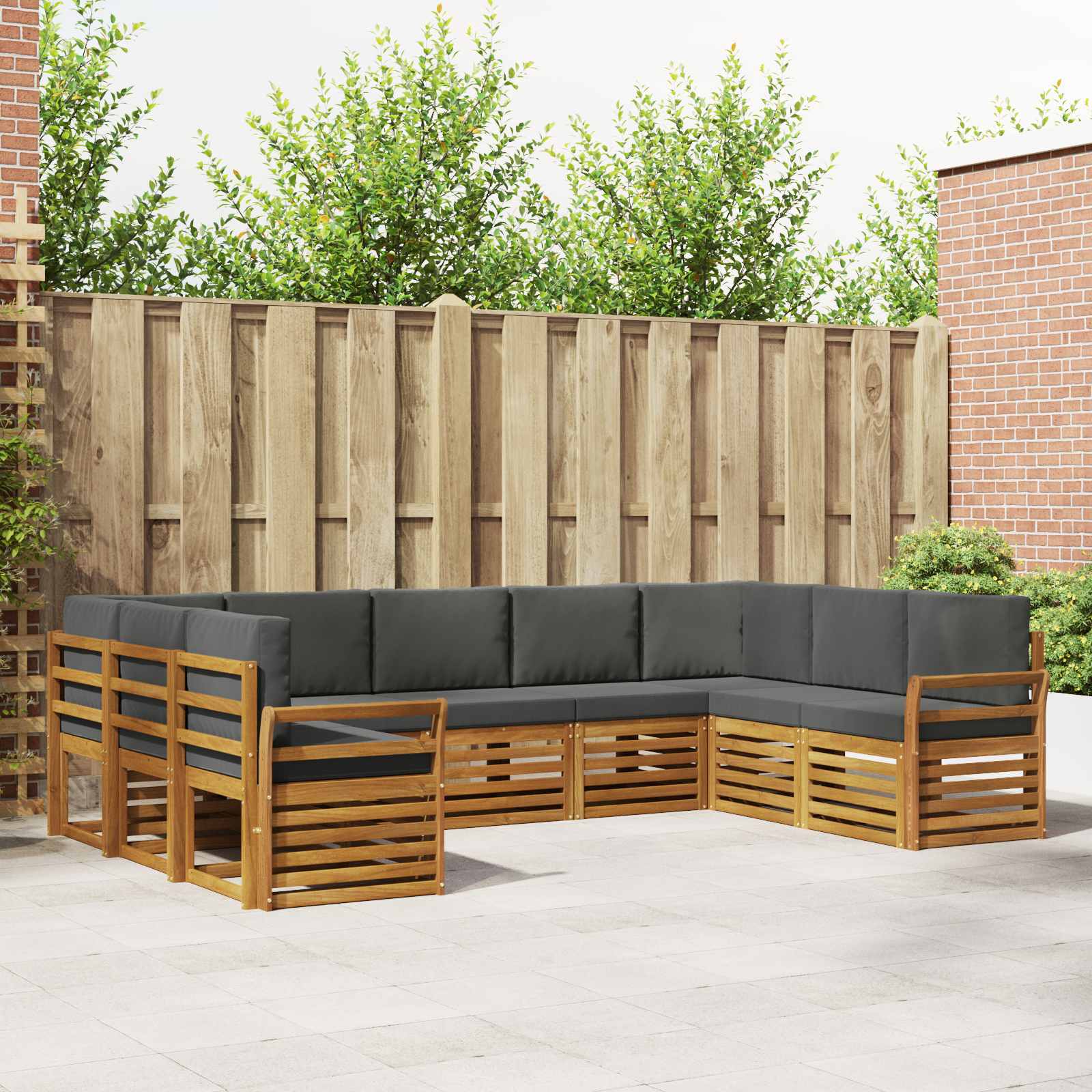 vidaXL Sofa-Sets 9 pcs Natuurlijk en Crème Massief Acaciahout