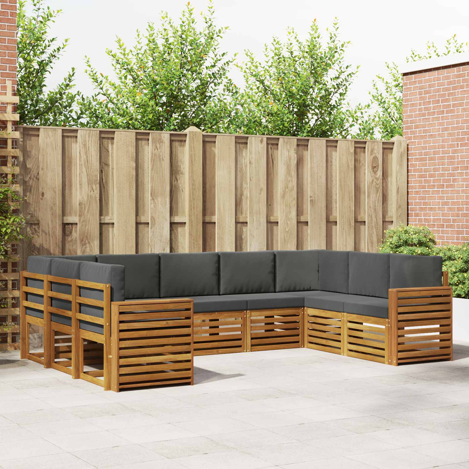 vidaXL Sofa-Sets 9 pcs Natuurlijk en Crème Massief Acaciahout