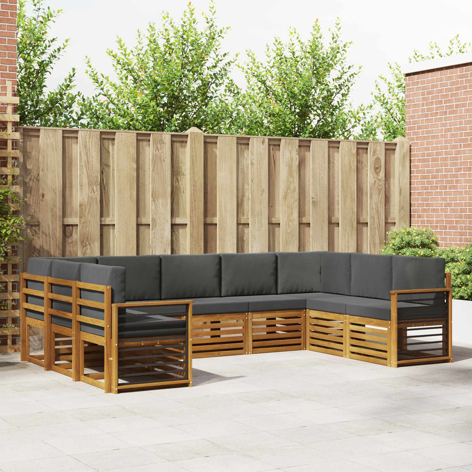 vidaXL Sofa-Sets 9 pcs Natuurlijk en Crème Massief Acaciahout