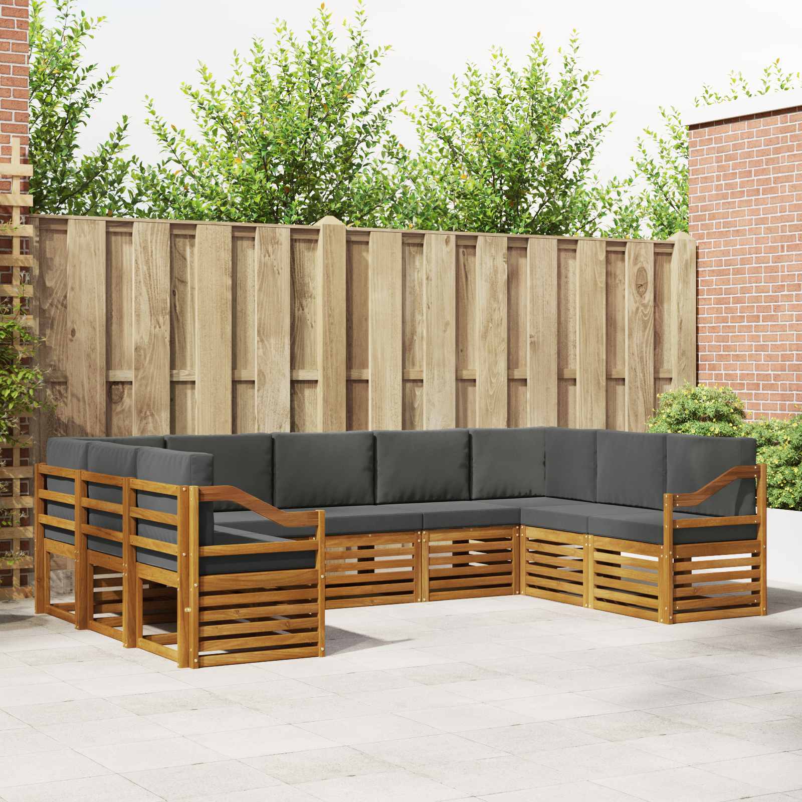 vidaXL Sofa-Sets 9 pcs Natuurlijk en Crème Massief Acaciahout