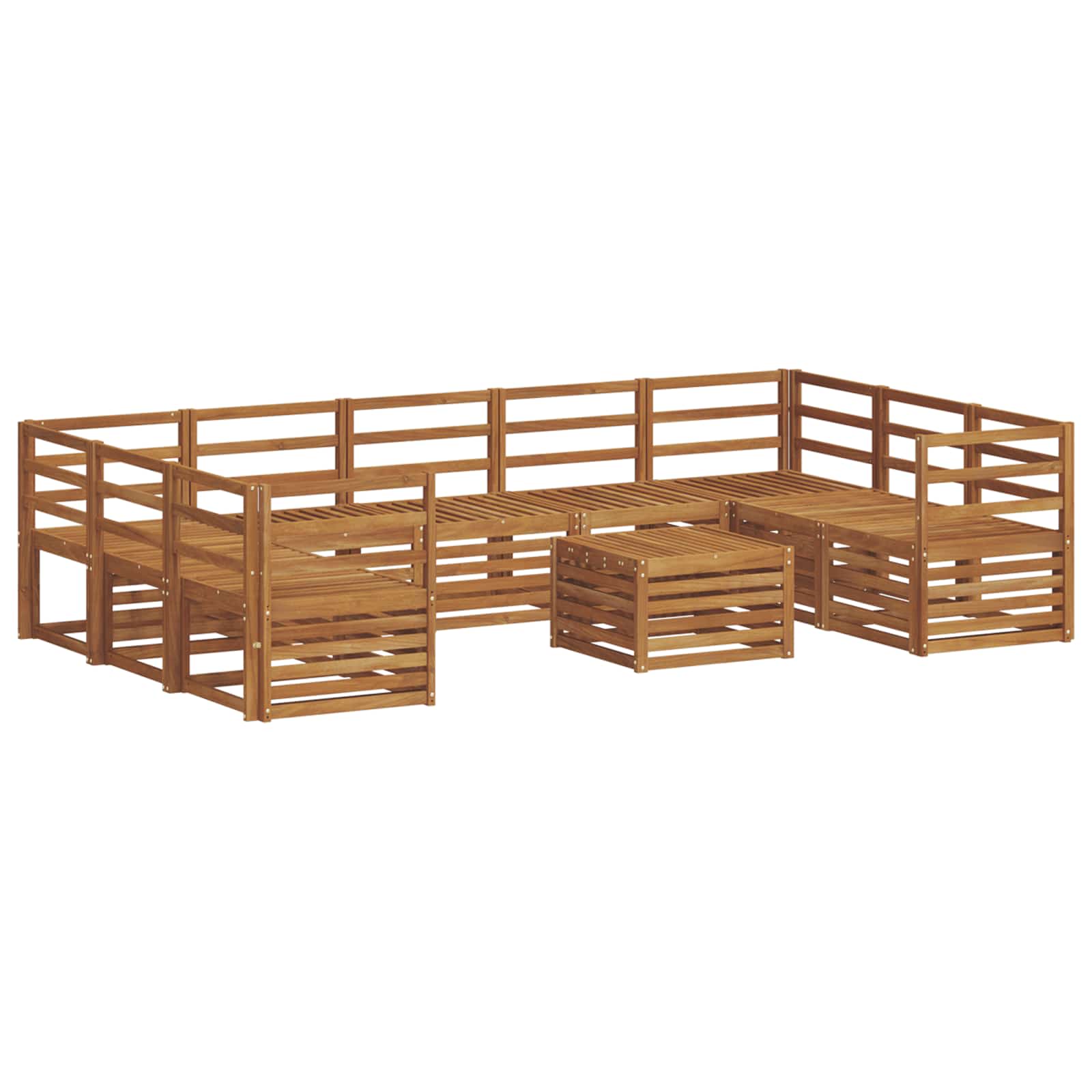 vidaXL Sofa-Sets 10 pcs Natuurlijk en Crème Massief Acaciahout
