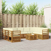 vidaXL Sofa-Sets 10 pcs Natuurlijk en Crème Massief Acaciahout