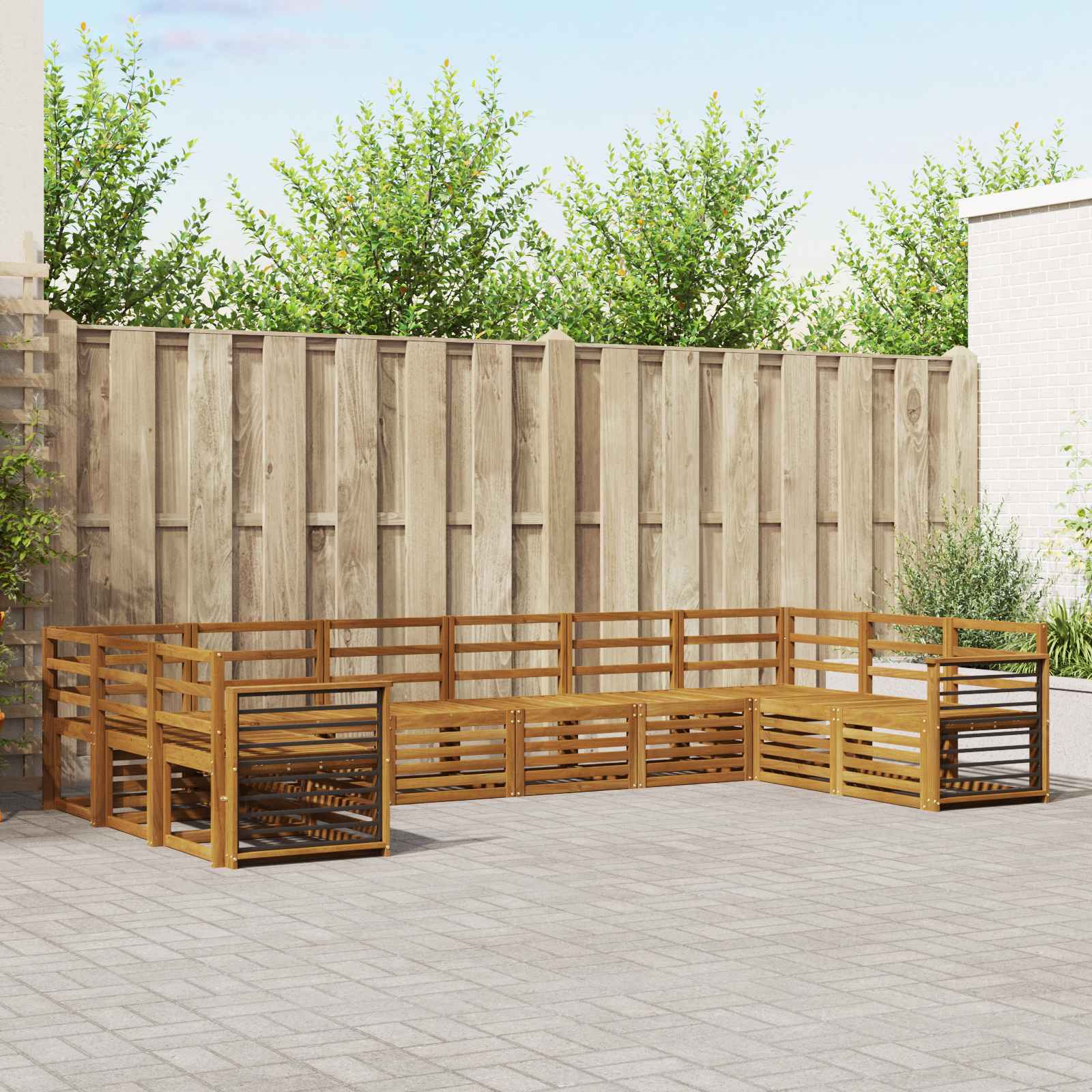 vidaXL Sofa-Sets 10 pcs Naturel Massief Acaciahout