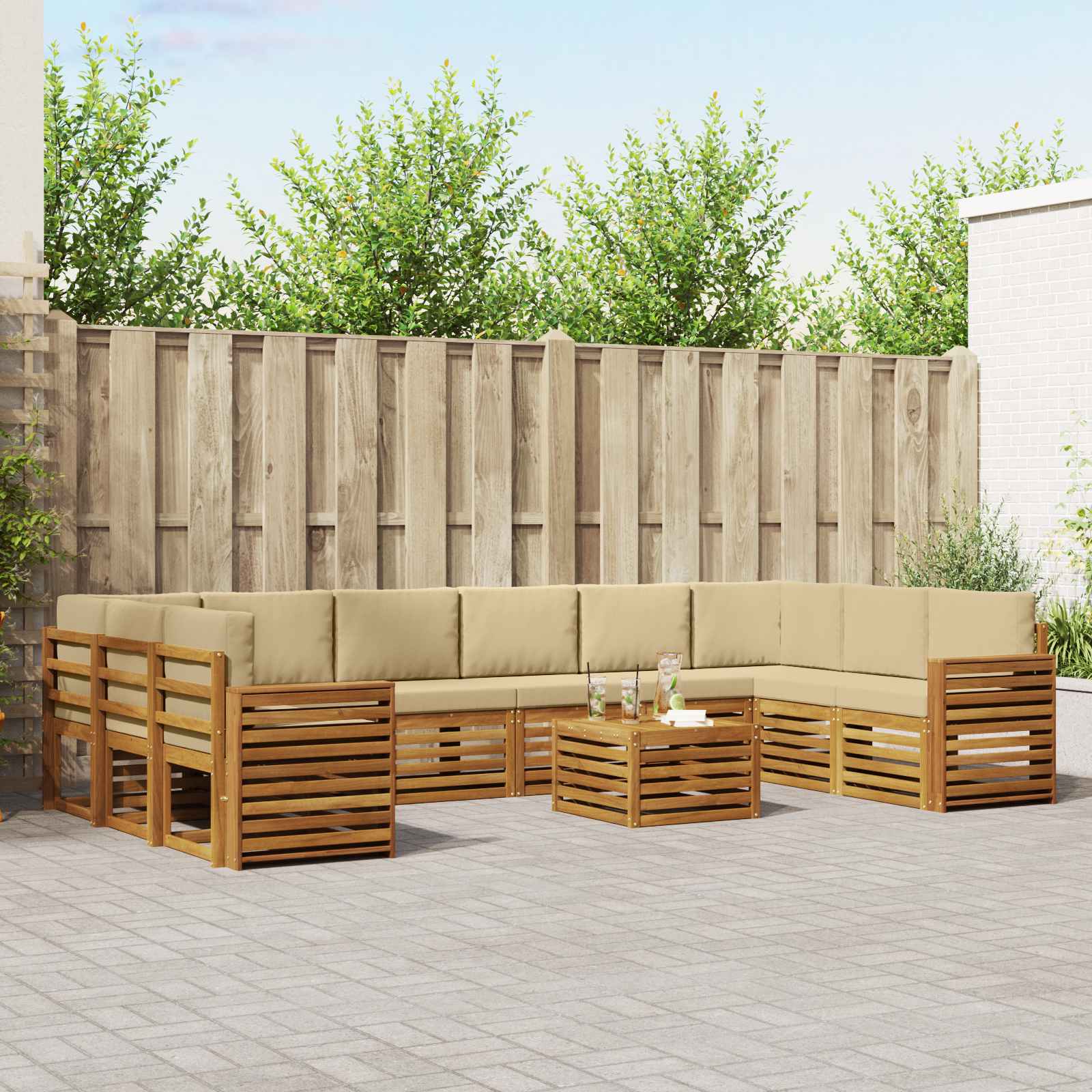vidaXL Sofa-Sets Naturel Massief Acaciahout
