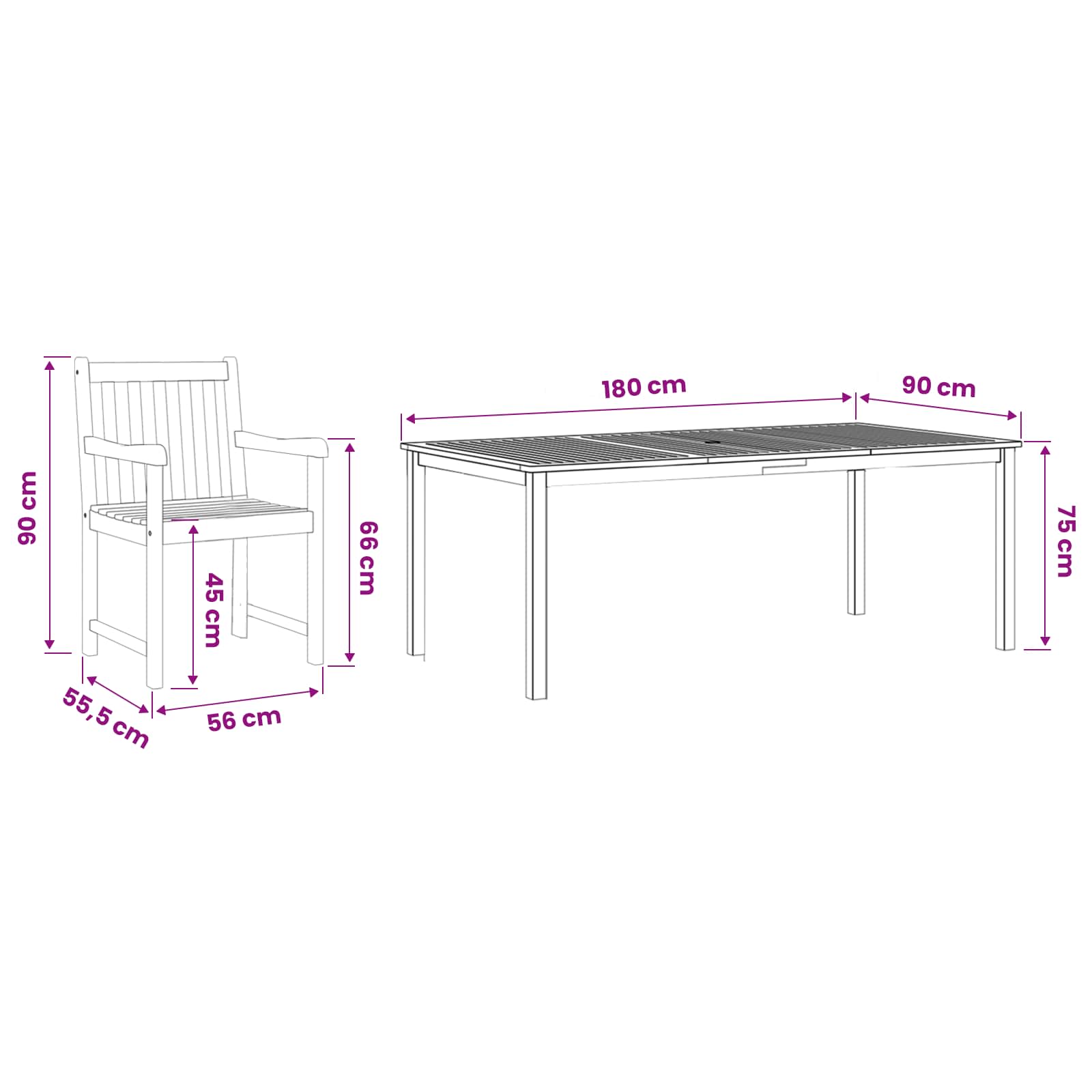 vidaXL 7-delige Tuinset massief acaciahout