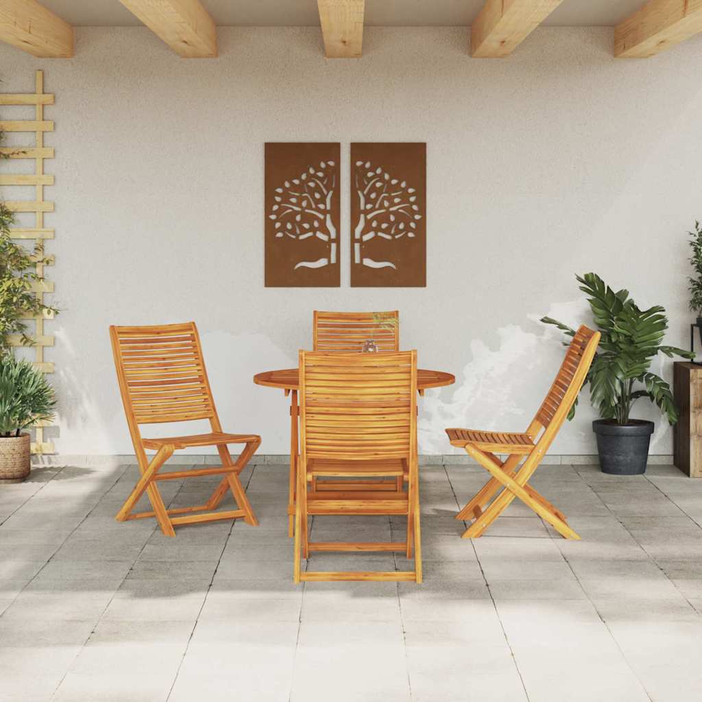 vidaXL Tuin Eetset 5 pcs Bruin Massief acaciahout