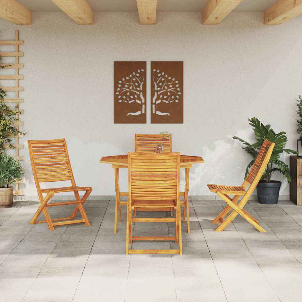 vidaXL Tuin Eetset 5 pcs Bruin Massief acaciahout