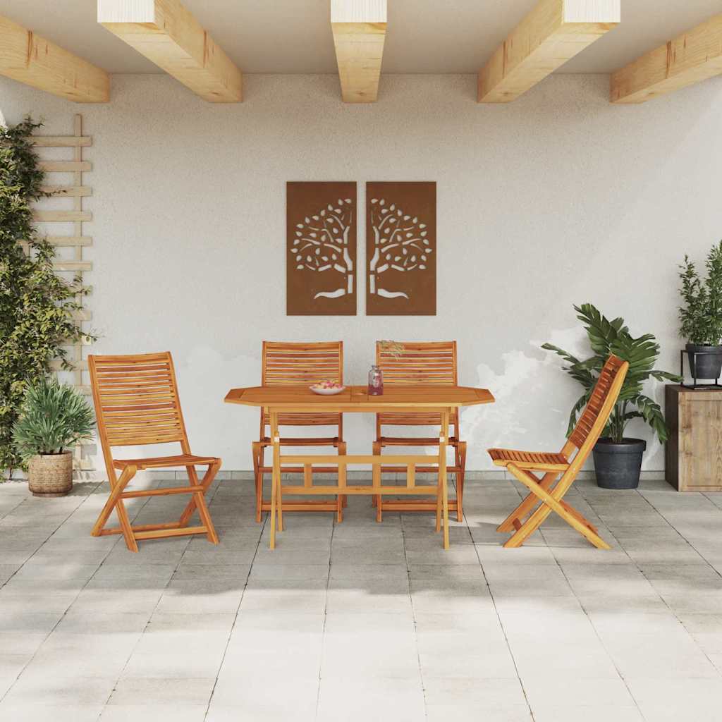 vidaXL Tuin Eetset 5 pcs Bruin Massief acaciahout