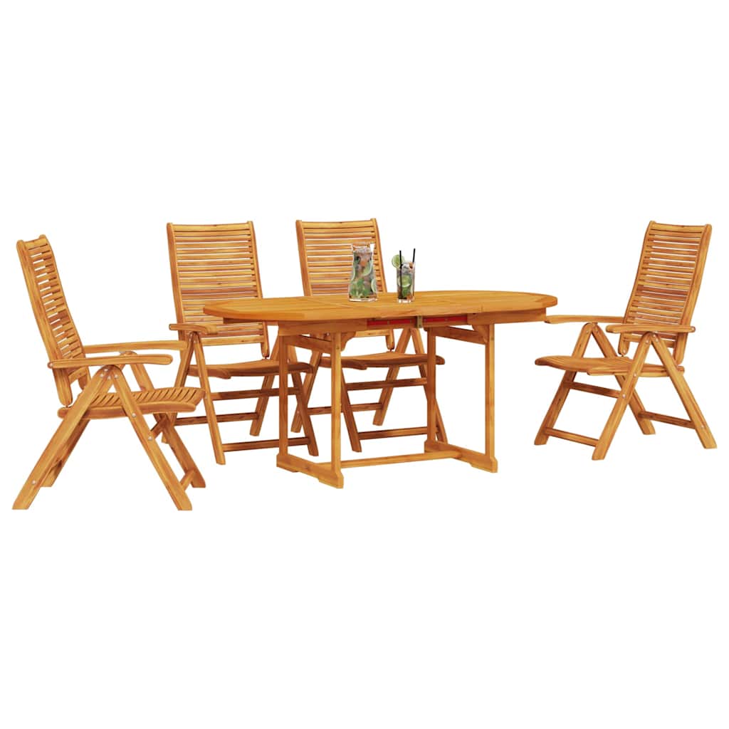 vidaXL Tuin Eetset Vouw 5 pcs Bruin Massief acaciahout