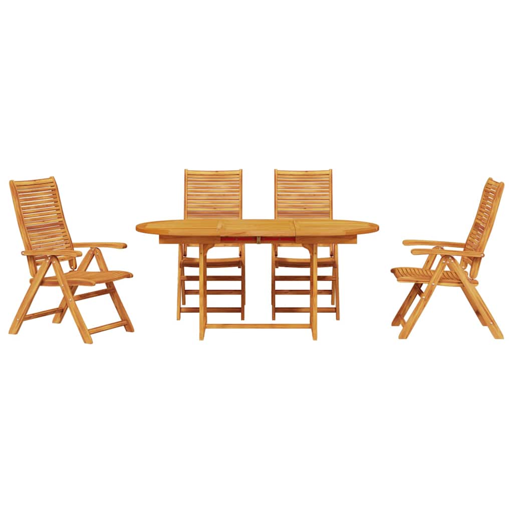 vidaXL Tuin Eetset Vouw 5 pcs Bruin Massief acaciahout