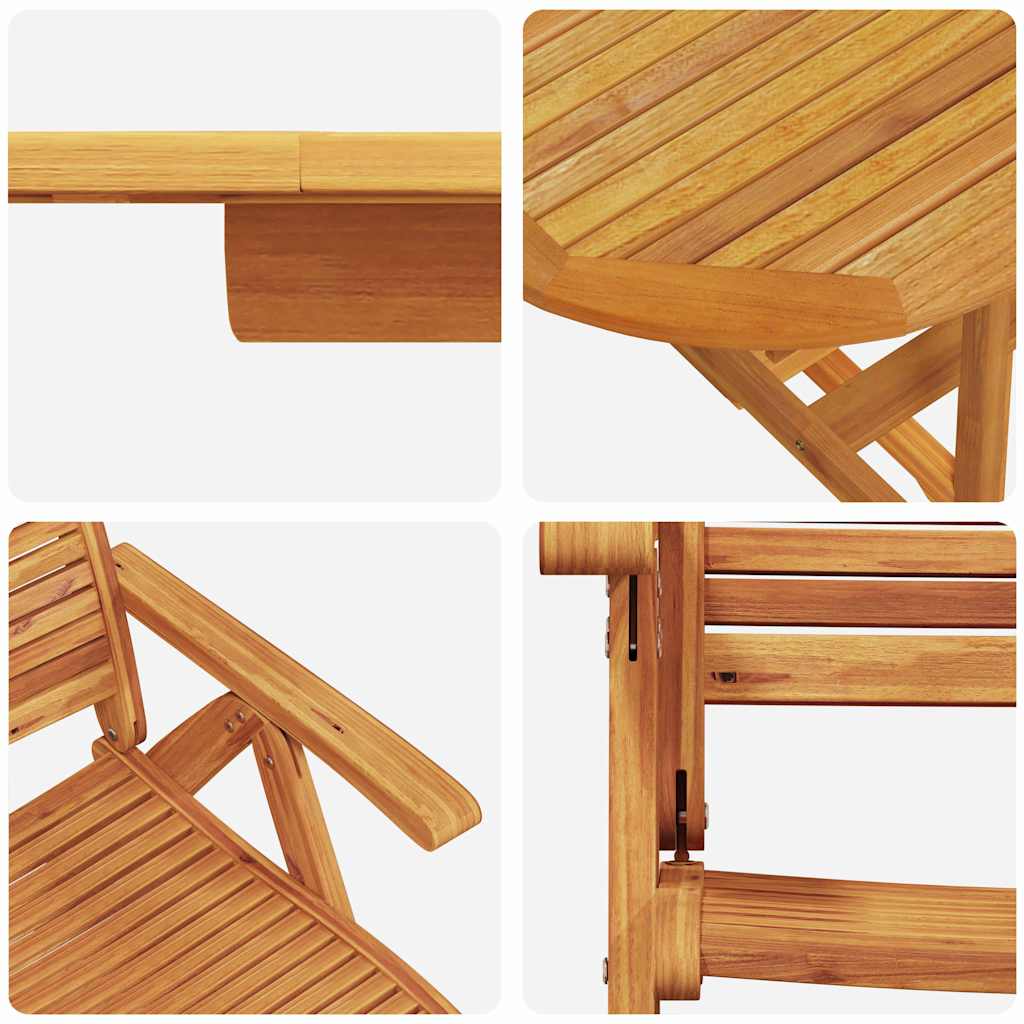 vidaXL Tuin Eetset 7 pcs Bruin Massief acaciahout