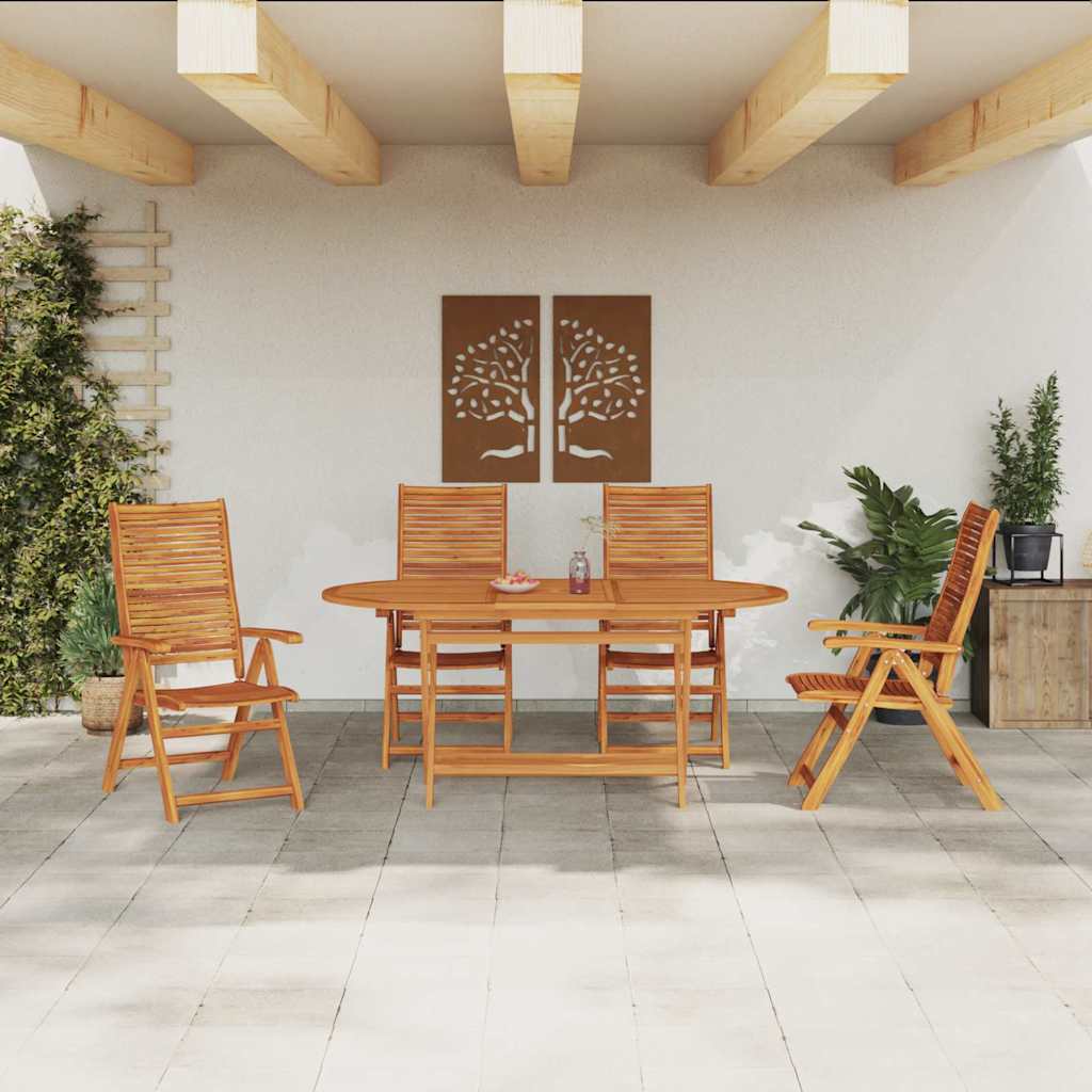 vidaXL Tuin Eetset 5 pcs Bruin Massief acaciahout