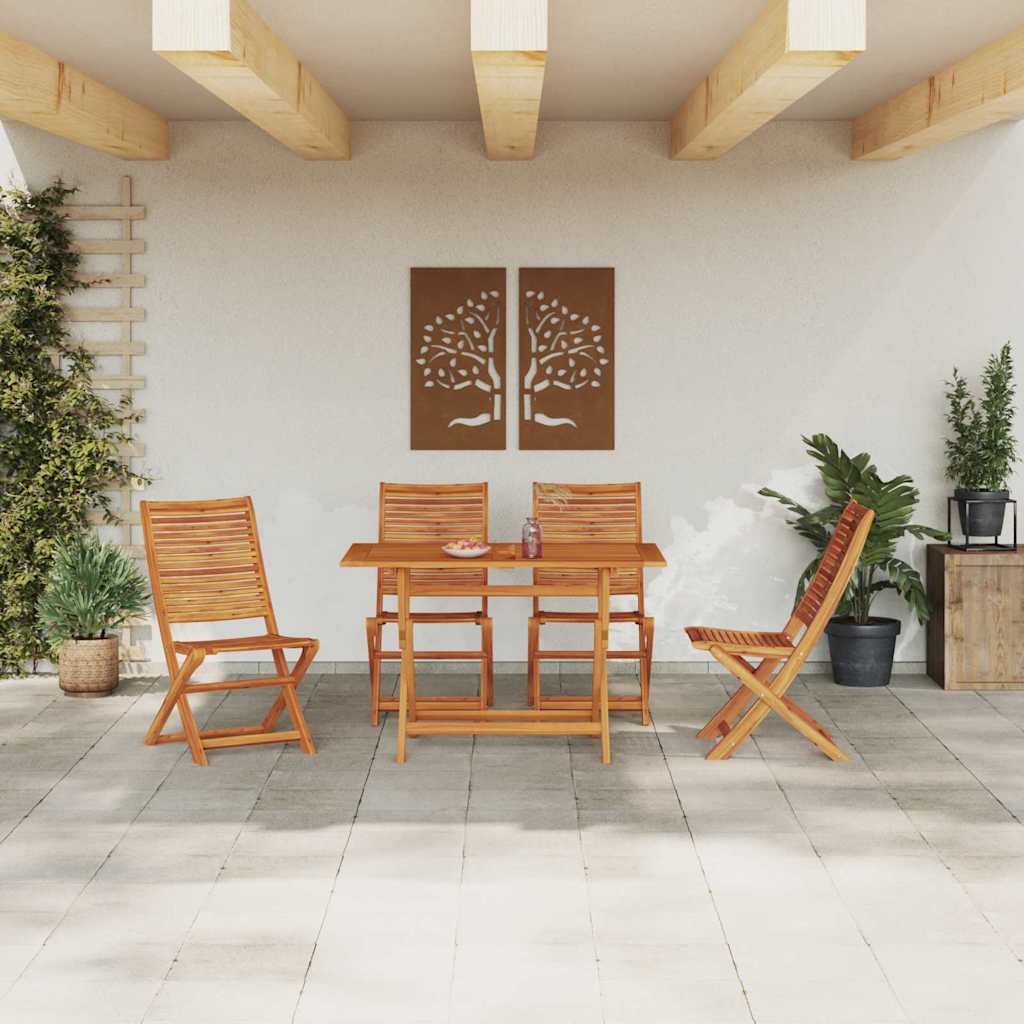 vidaXL Tuin Eetset 5 pcs Bruin Massief acaciahout