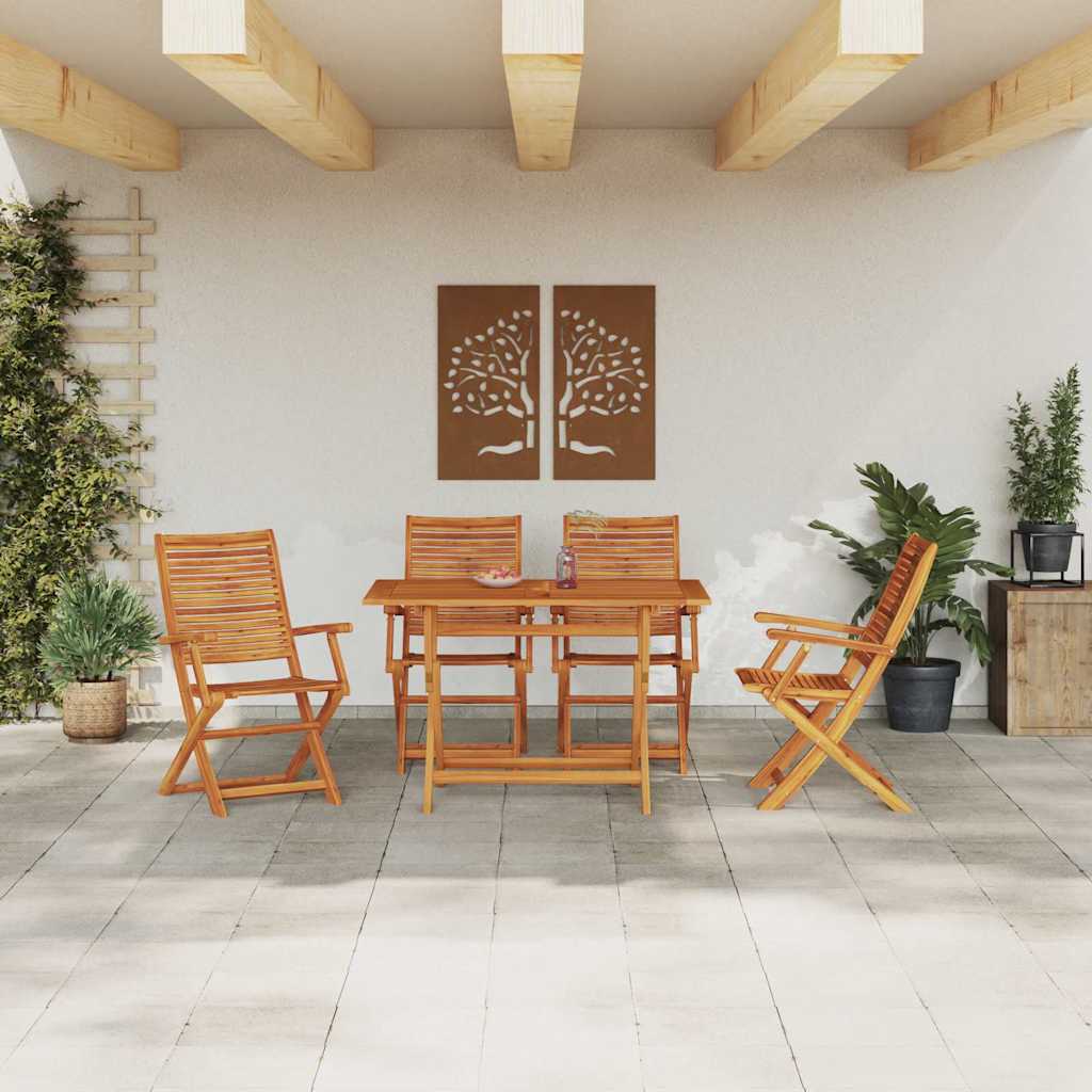 vidaXL Tuin Eetset 5 pcs Bruin Massief acaciahout