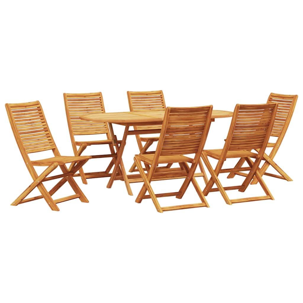vidaXL Tuin Eetset Vouw 7 pcs Bruin Massief acaciahout