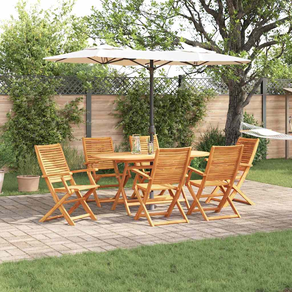 vidaXL Tuin Eetset Vouw 7 pcs Bruin Massief acaciahout