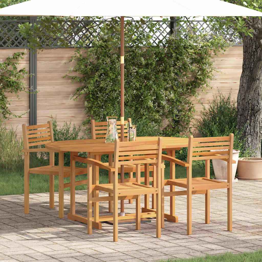vidaXL Tuin Eetset 5 pcs Bruin Massief teakhout