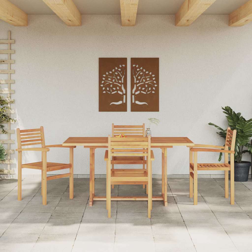 vidaXL Tuin Eetset 5 pcs Bruin Massief teakhout