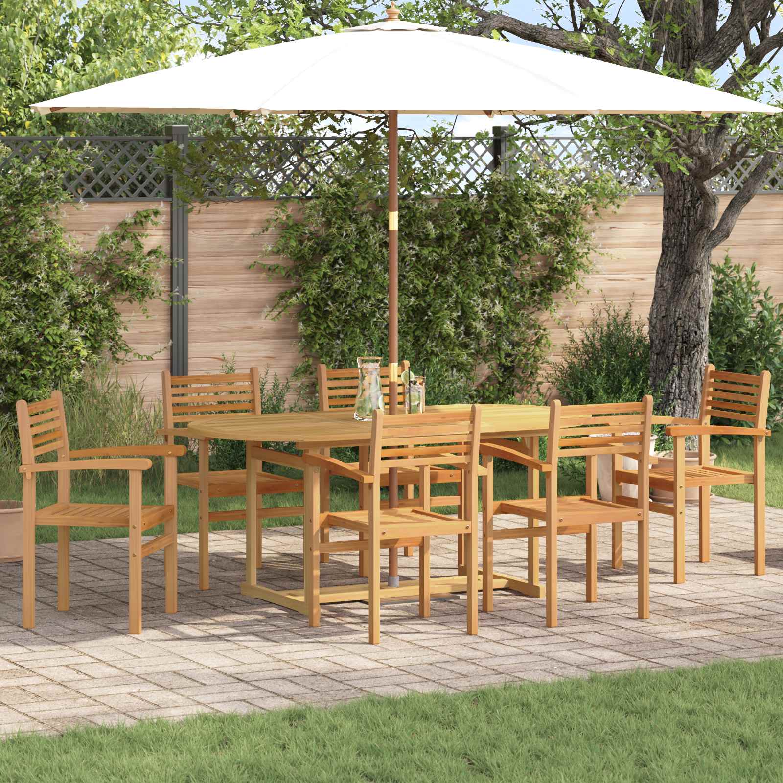 vidaXL Tuin eettafelset 7 pcs Bruin Massief Teakhout