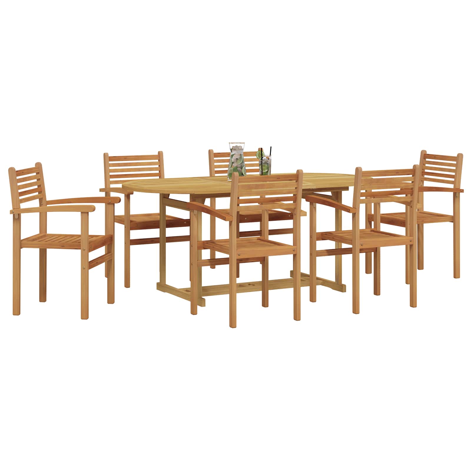 vidaXL Tuin eettafelset 7 pcs Bruin Massief Teakhout