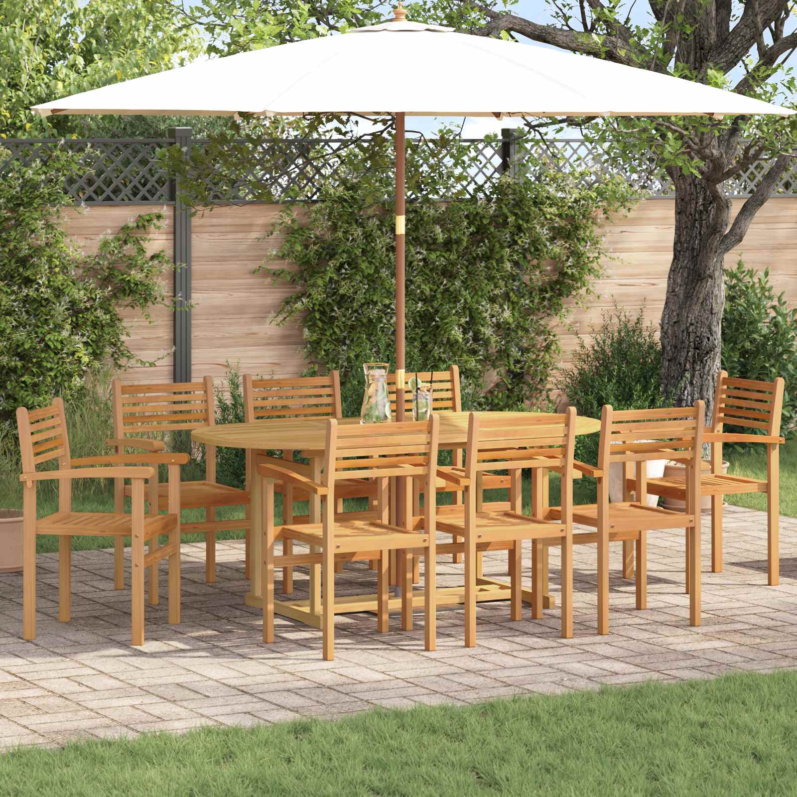 vidaXL Tuin eettafelset 7 pcs Bruin Massief Teakhout