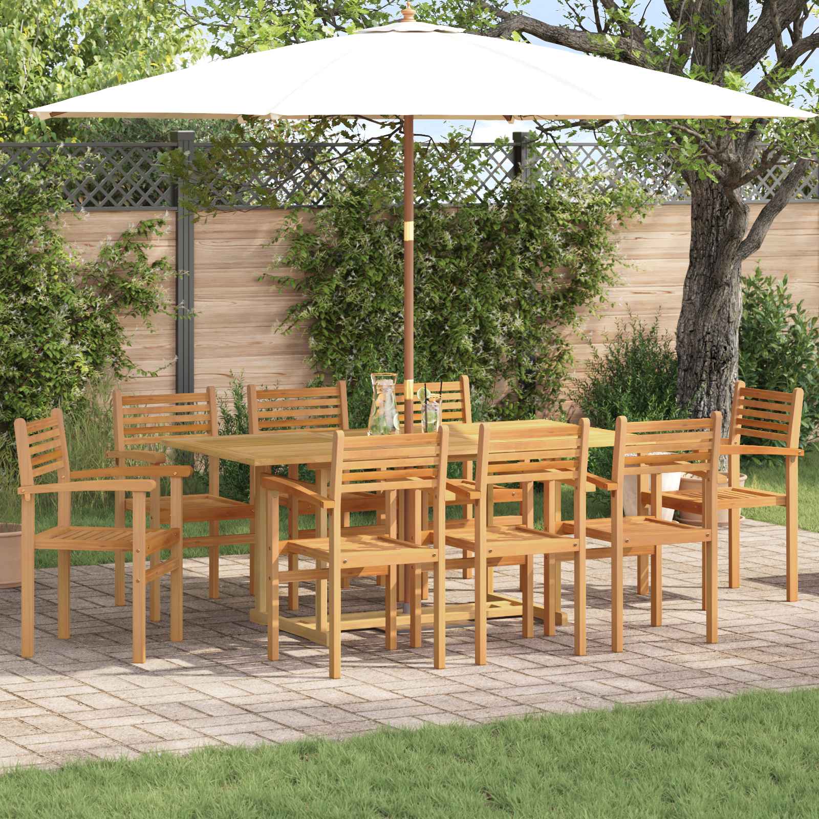 vidaXL Tuin eettafelset 7 pcs Bruin Massief Teakhout
