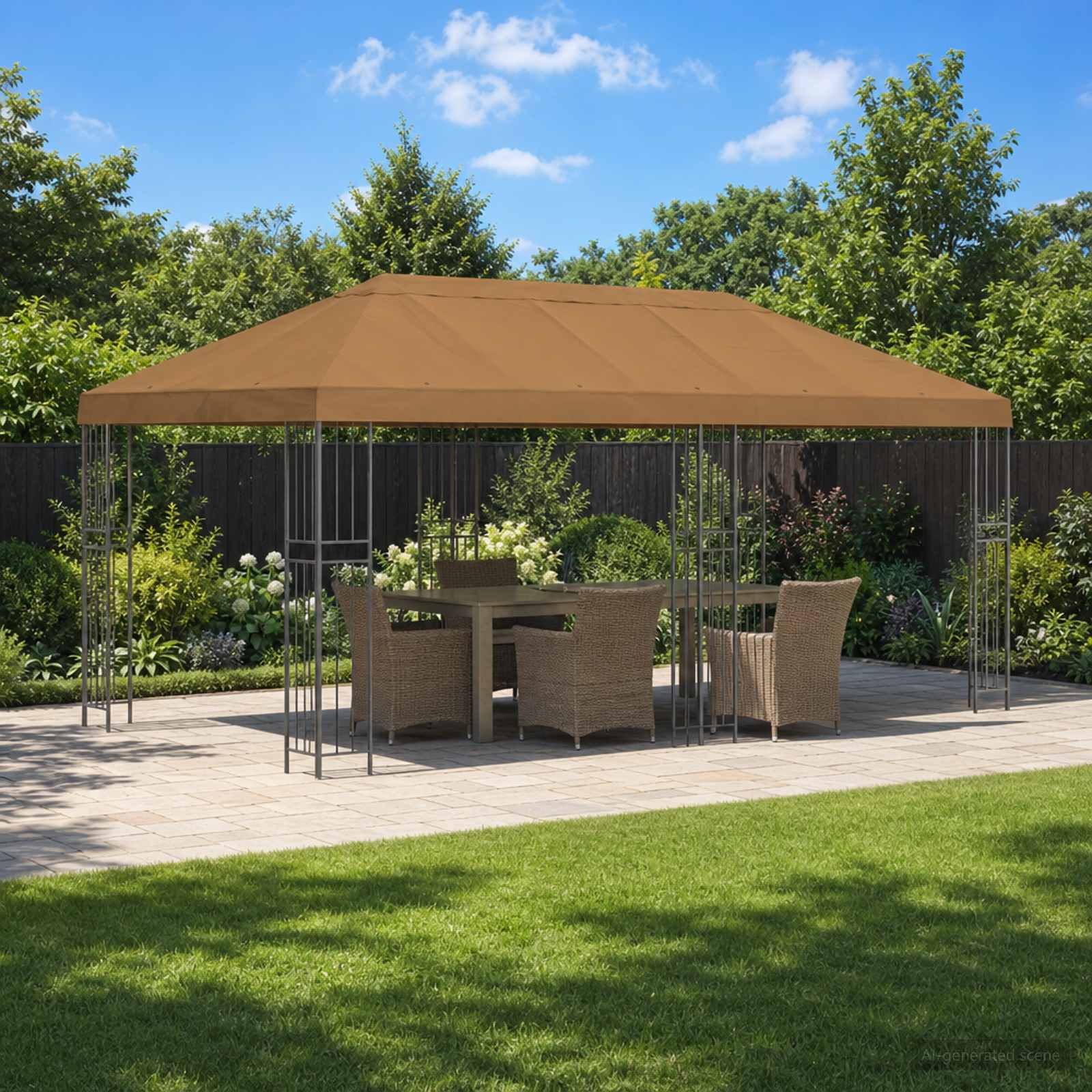 vidaXL Paviljoen met zijwanden 6 x 3 m Beige Polyester en staal 190