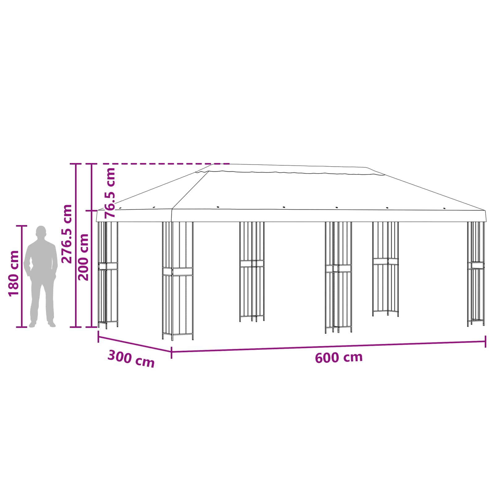 vidaXL Paviljoen met zijwanden 6 x 3 m Beige Polyester en staal 190