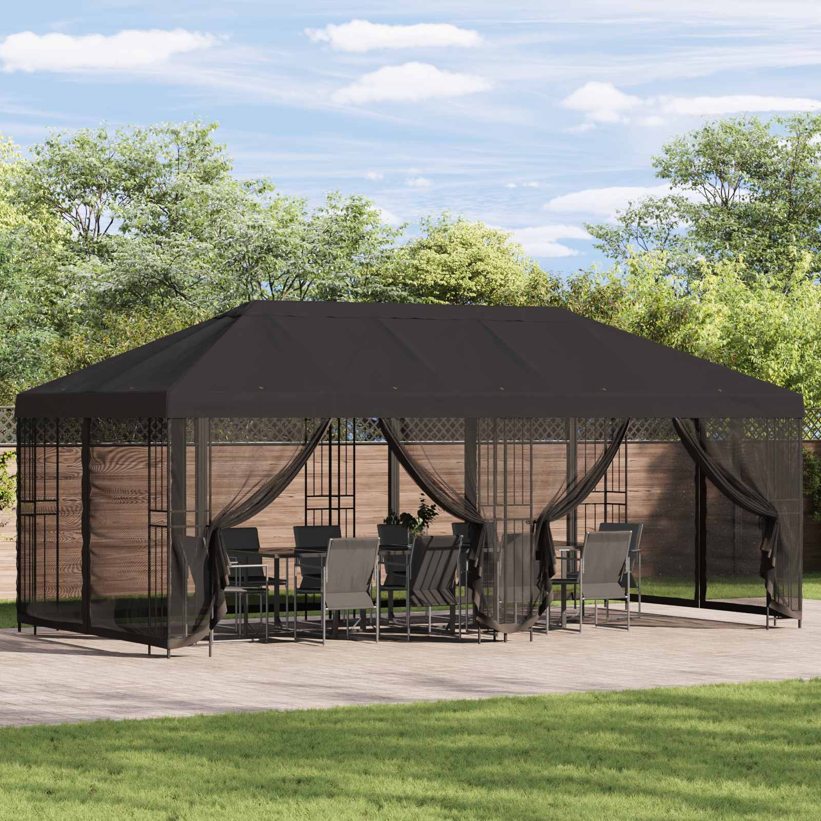 vidaXL Paviljoen met zijwanden 6 x 3 m Beige Polyester en staal 190