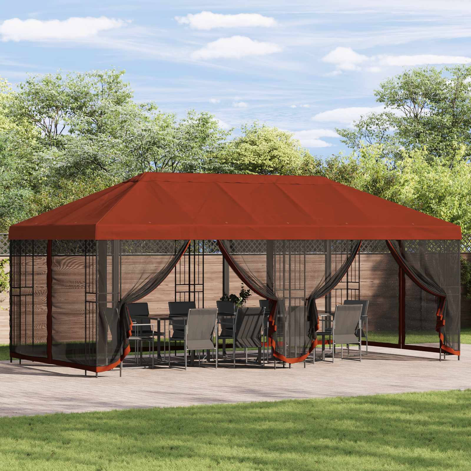 vidaXL Paviljoen met zijwanden 6 x 3 m Beige Polyester en staal 190