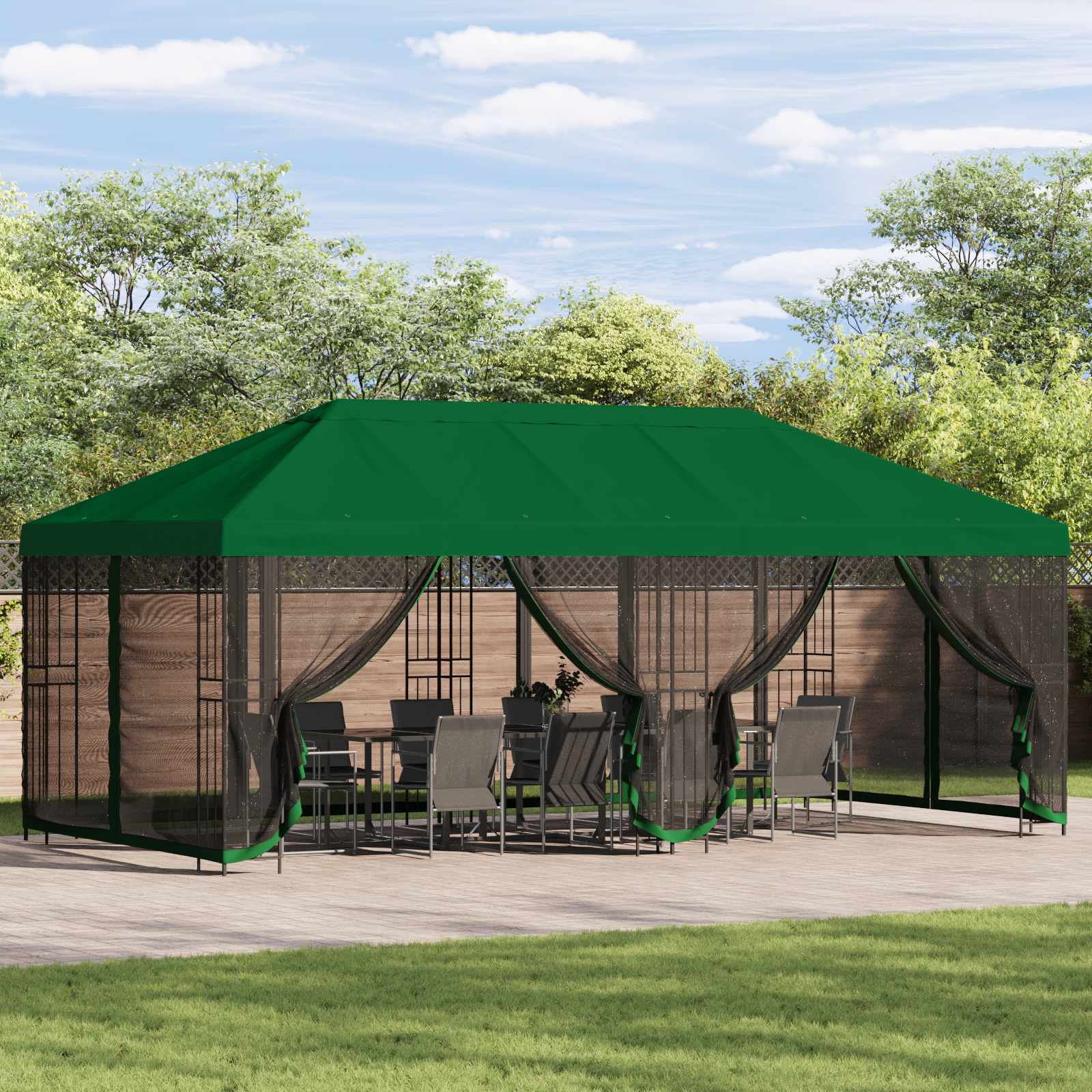 vidaXL Paviljoen met zijwanden 6 x 3 m Beige Polyester en staal 190