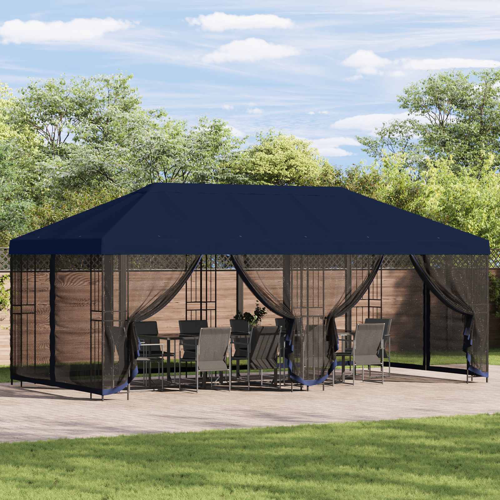 vidaXL Paviljoen met zijwanden 6 x 3 m Beige Polyester en staal 190